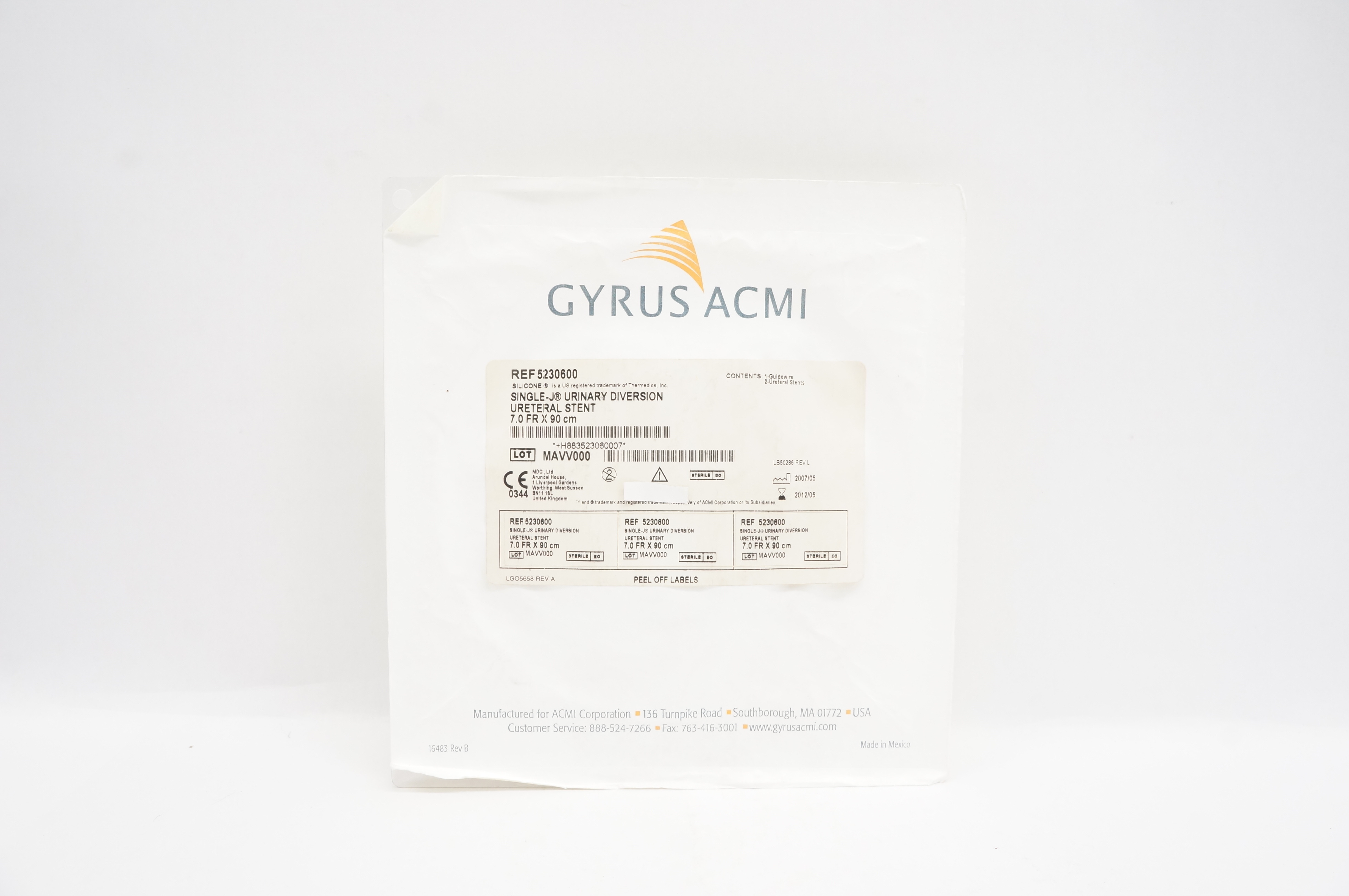 Gyrus ACMI 5230600 Single-J Urinary Diversion Ureteral Stnt 7.0FR x 90cm (x)