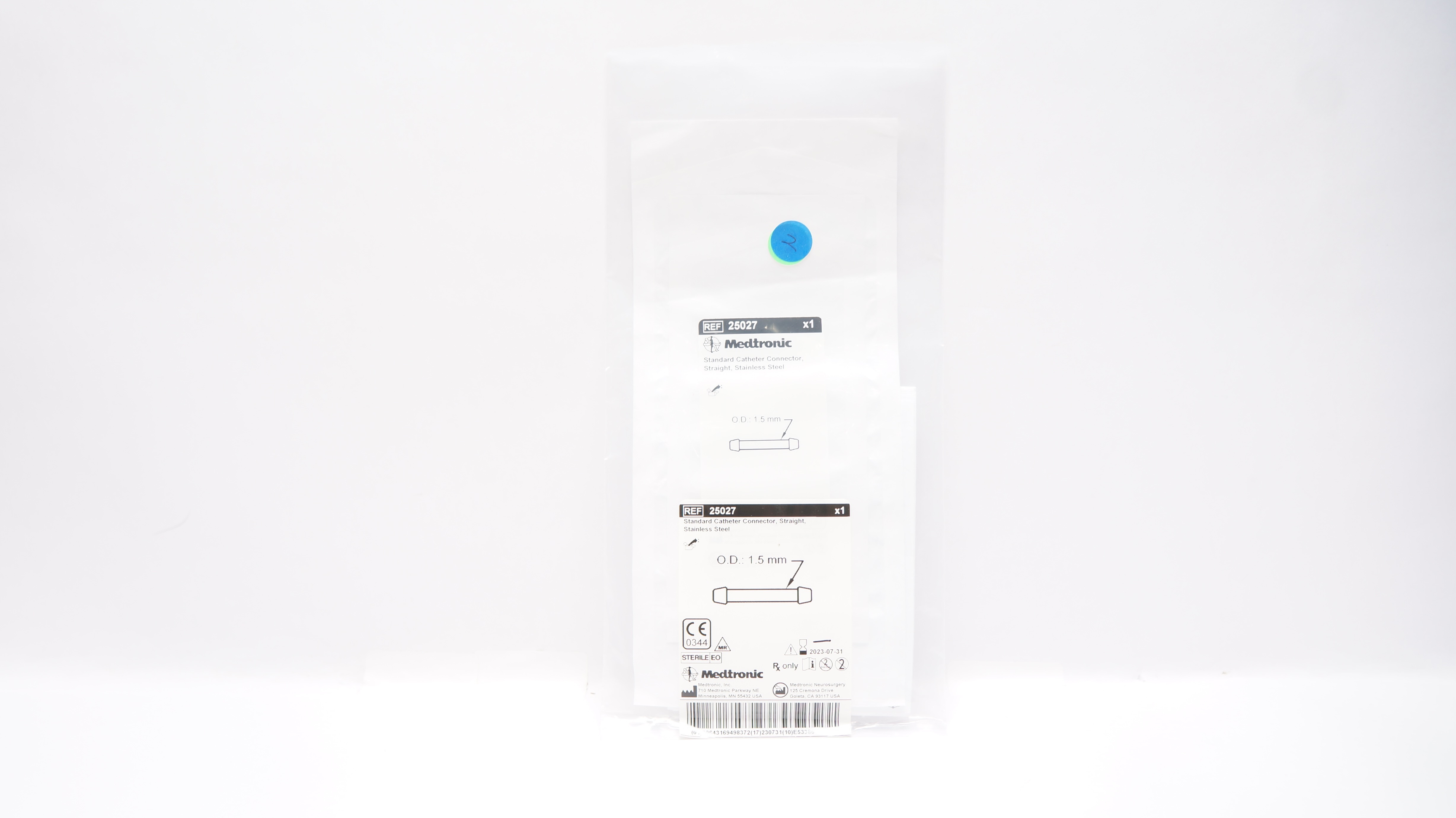 Medtronic 25027 Standard Stainless Steel Cath. Connector, Straight, OD