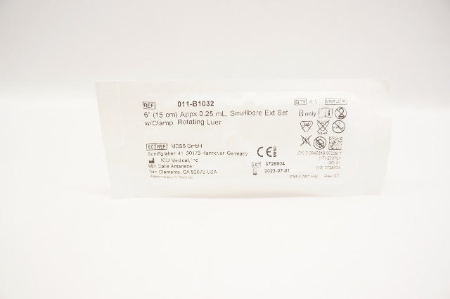 ICU Medical B1032 Smallbore Extension Set 6 inch Appx. 0.25mL