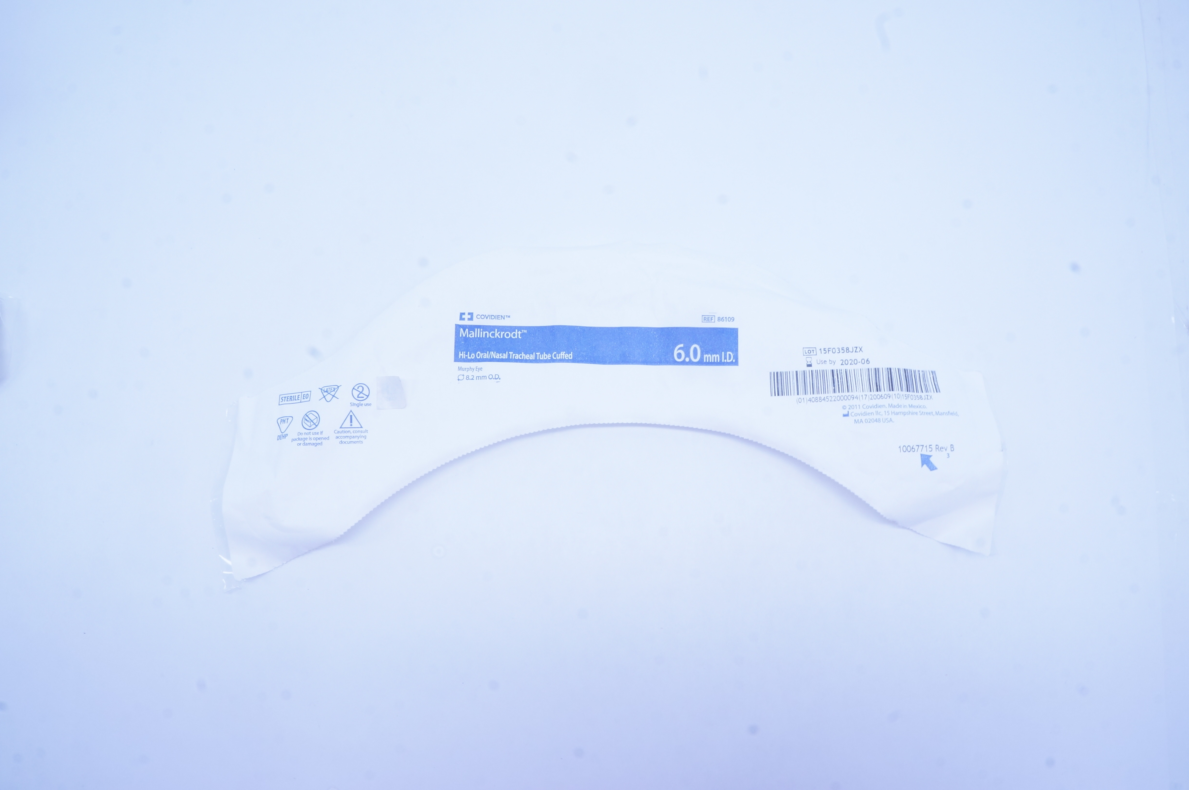 Covidien 86109 Mallinckrodt Hi-Lo Oral/Nasal Tracheal Tube 6.0ID x 8.2mmOD (x)