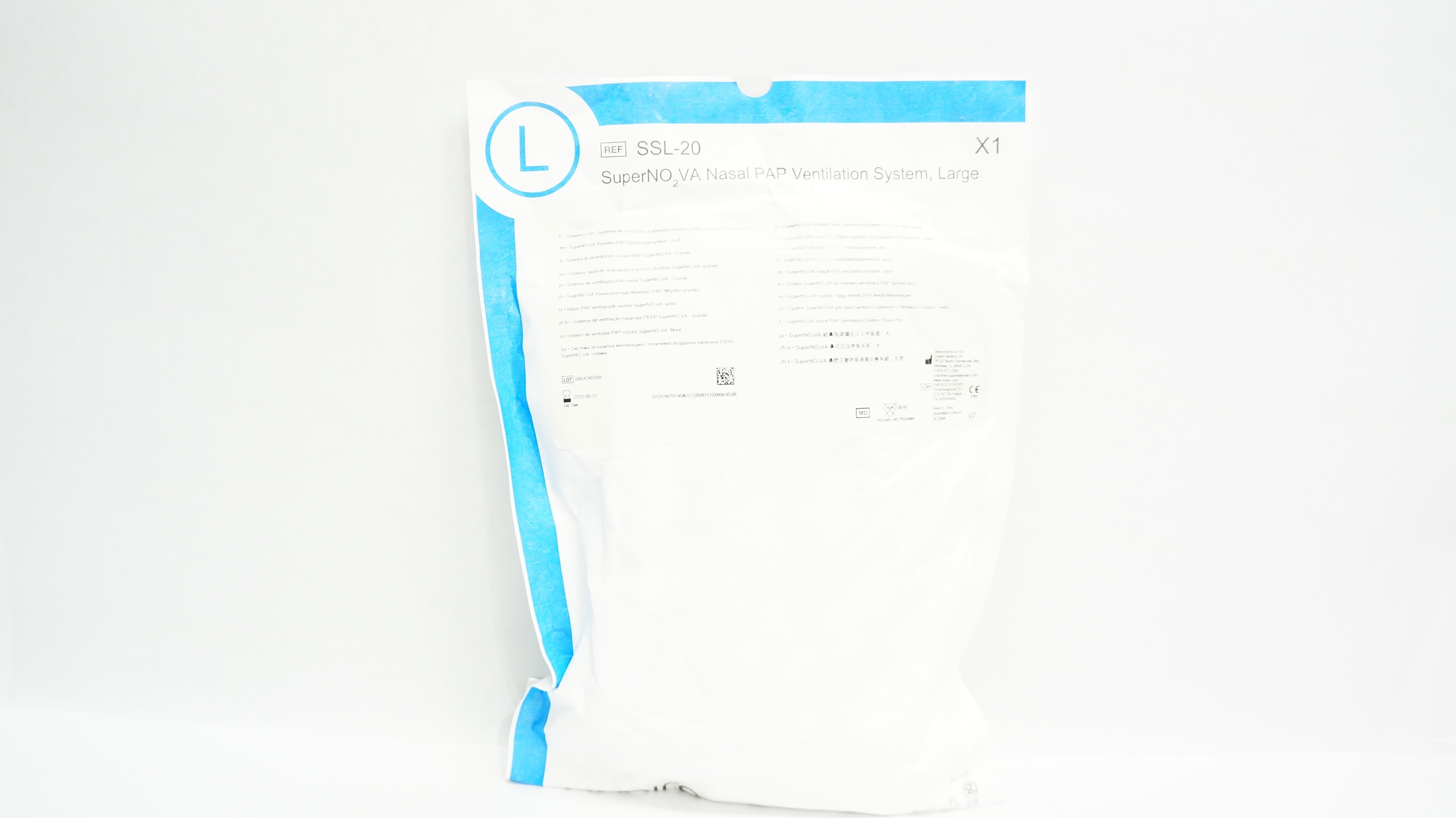 Vyaire SSL-20 SuperNO2VA Nasal PAP Ventilation System, Large