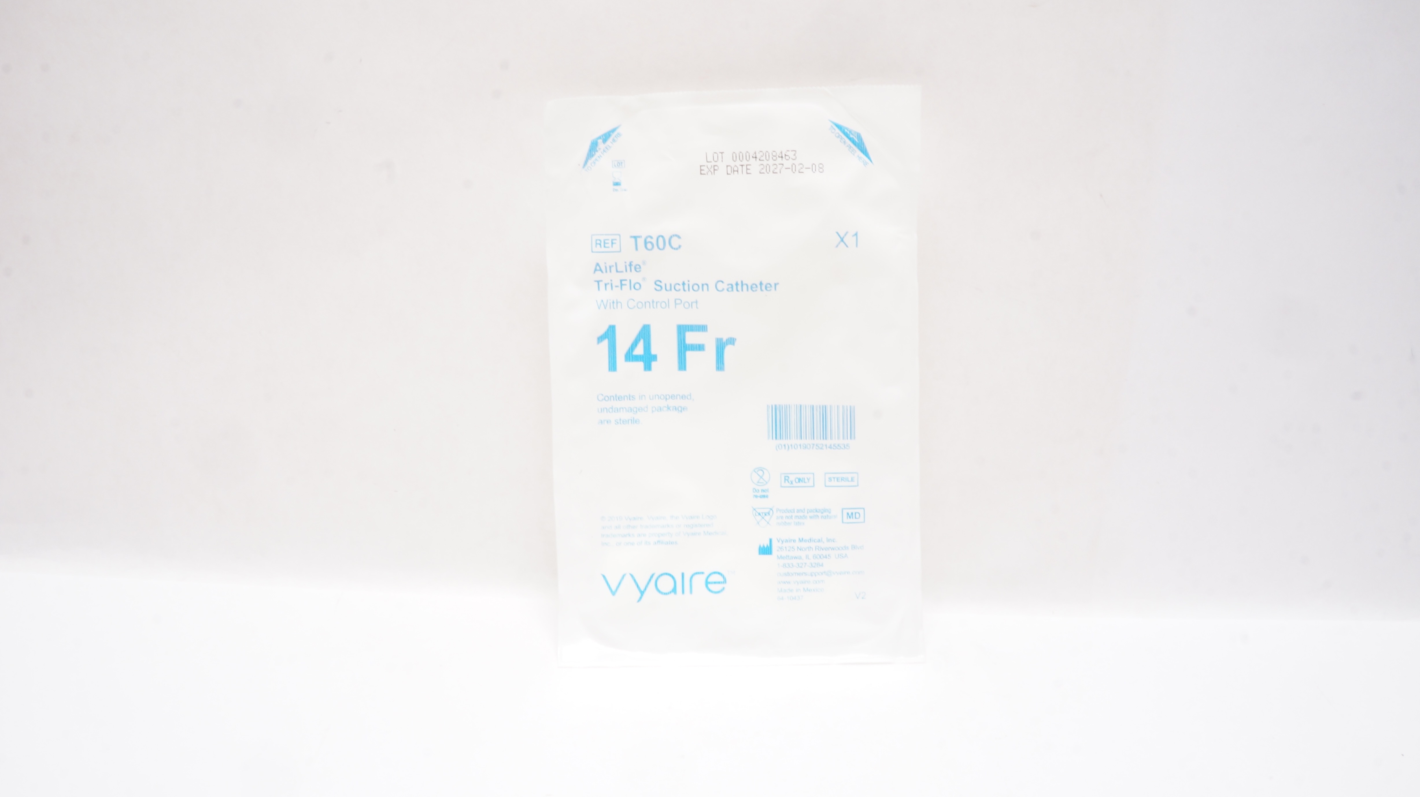 Vyaire T60C AirLife Tri-Flo Suction Cath. with Control Port, 14Fr