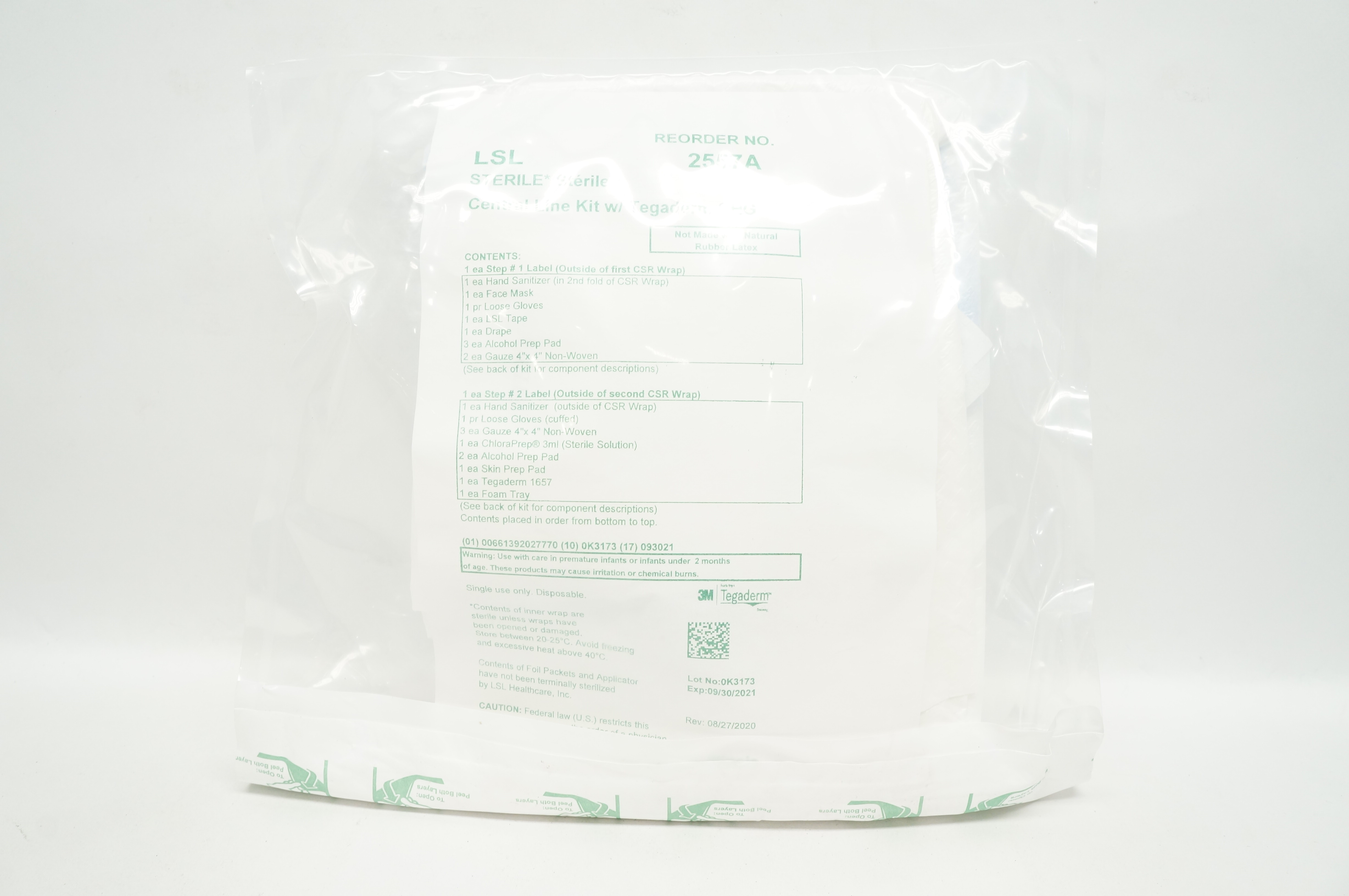 LSL Healthcare 2557A 3M Tegaderm LSL Central Line Kit with Tegaderm CHG