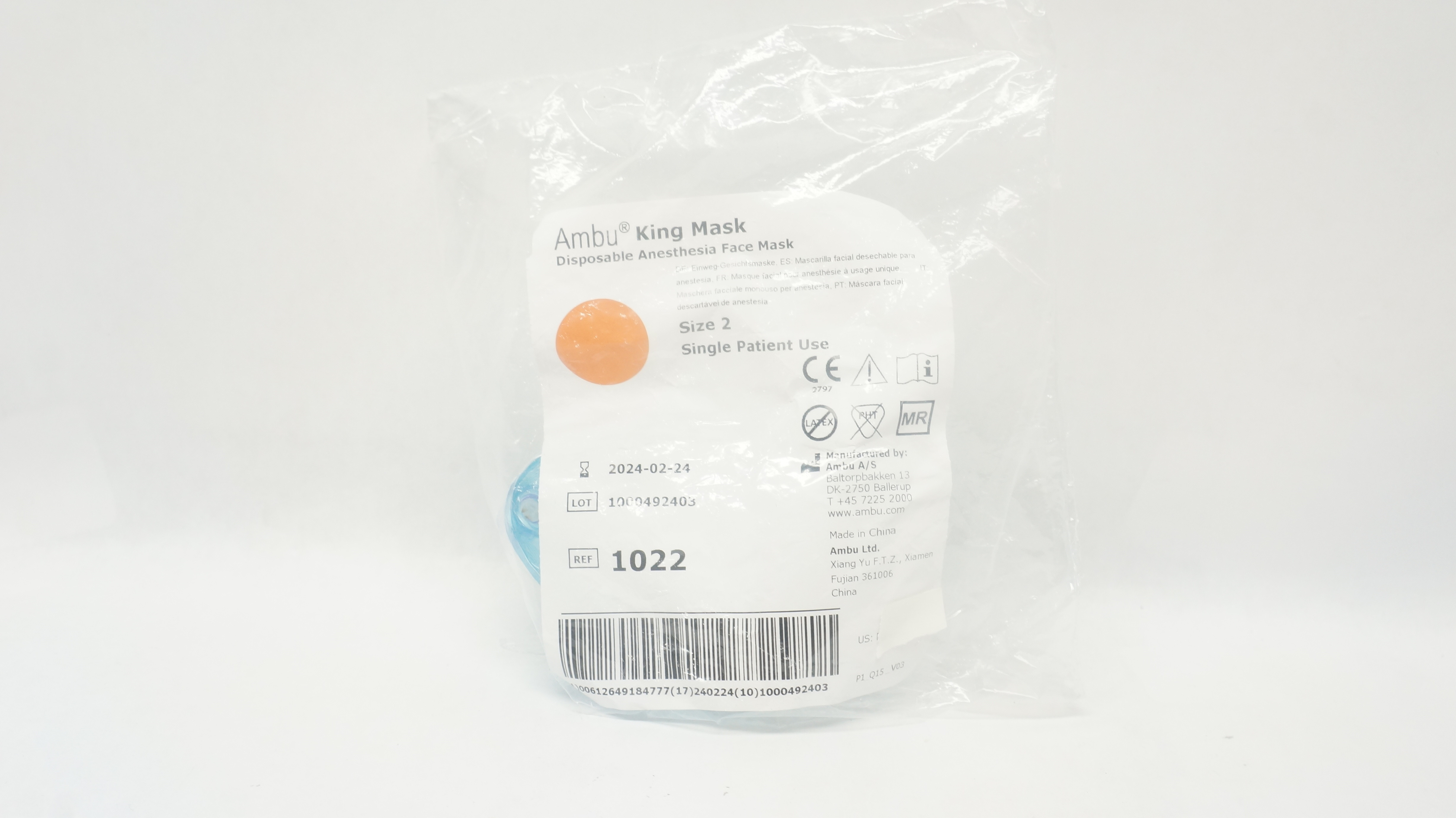 AMBU 1022 King Mask Disposable Anesthesia Face Mask, Size 2