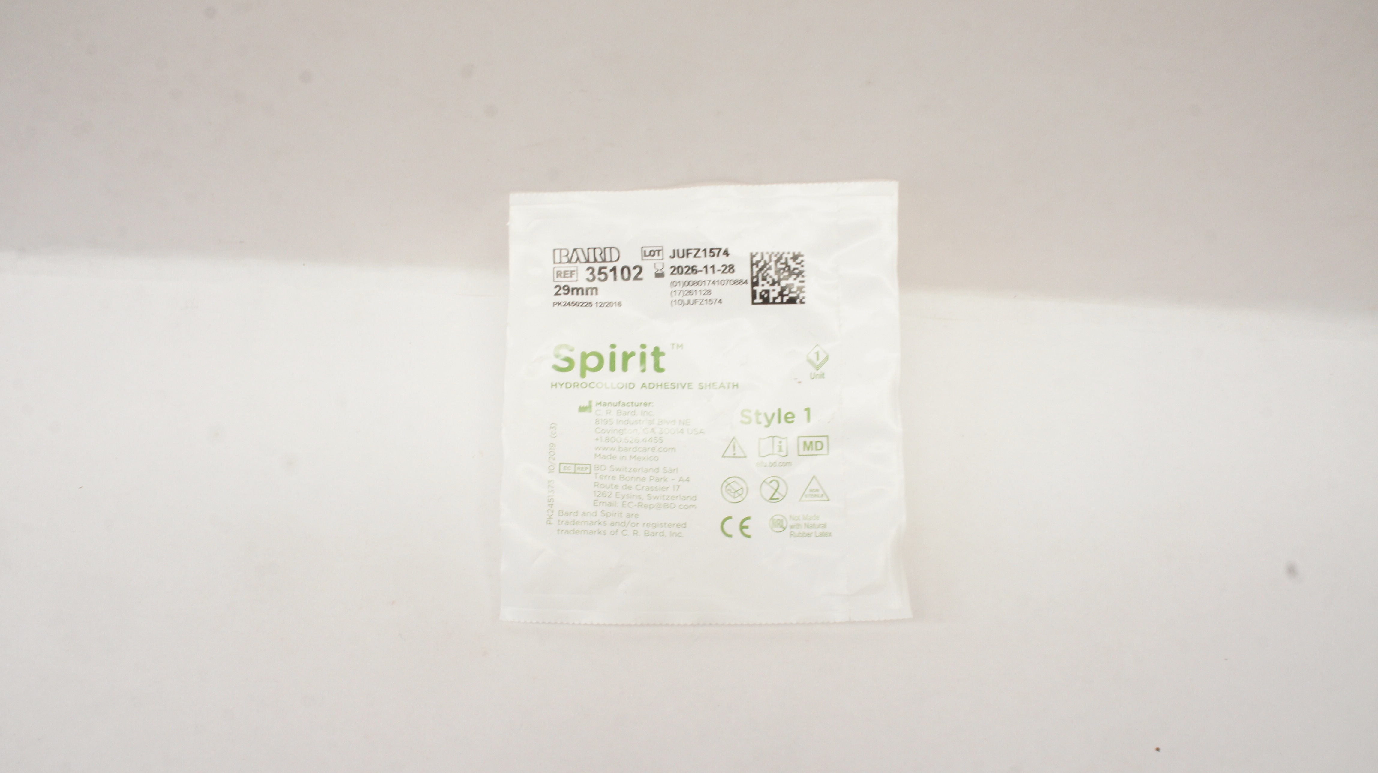 7210573 Bard 35102 Spirit Hydrocolloid Adhesive Sheath 29mm
