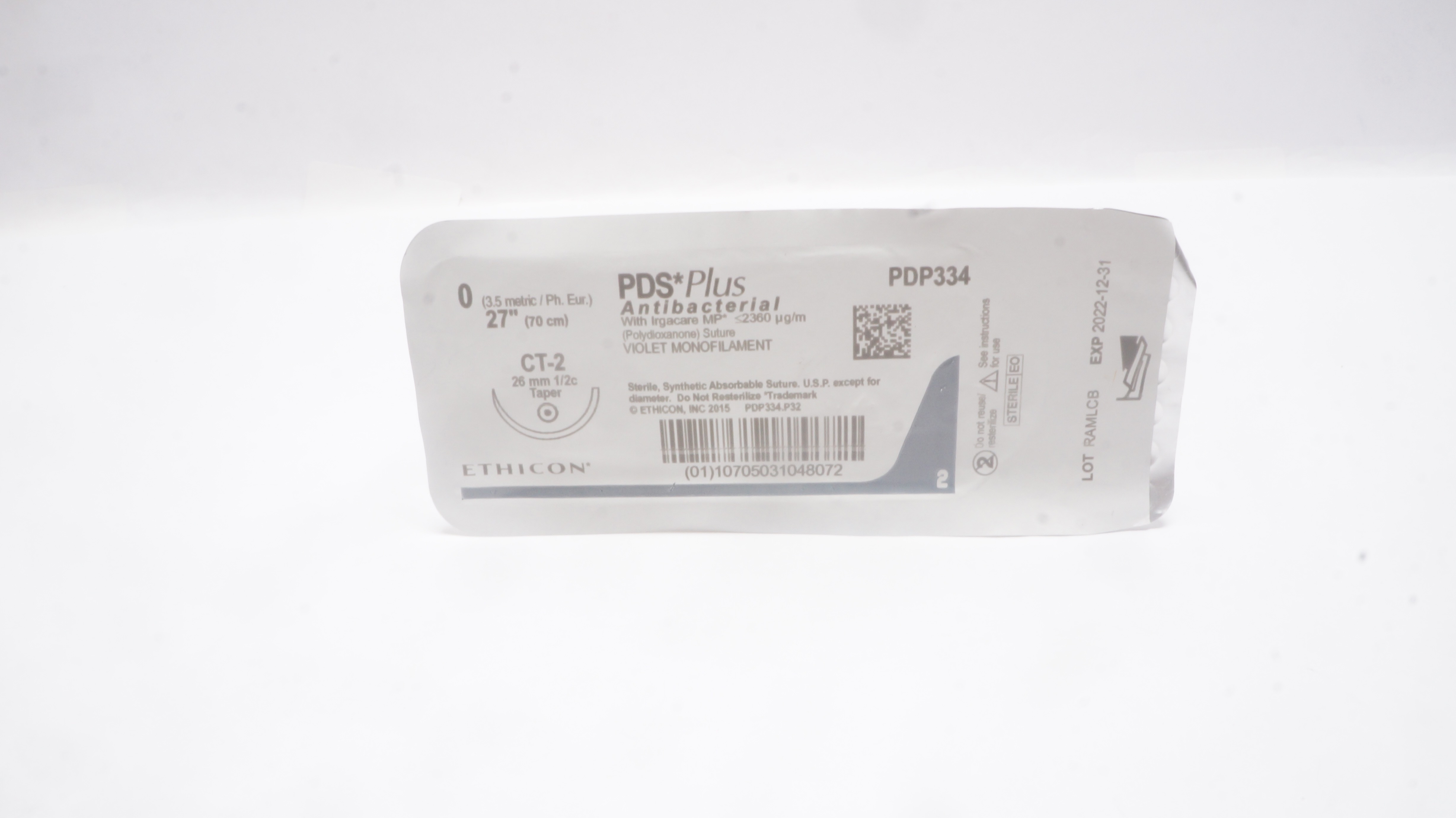 Ethicon PDP334 0 PDS Plus Violet Monofilament, CT-2, 26mm 1/2c Taper, 27inch (x)