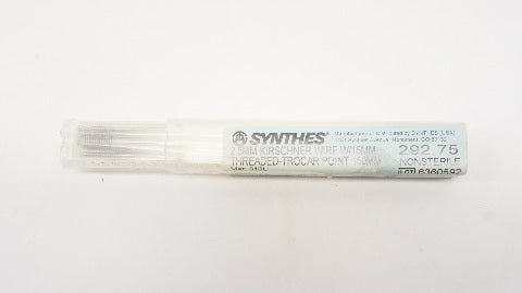 Synthes 292.75 2.5mm Kirschner Wire w/15mm Threaded-Trocar Point150mm -Pack of 8