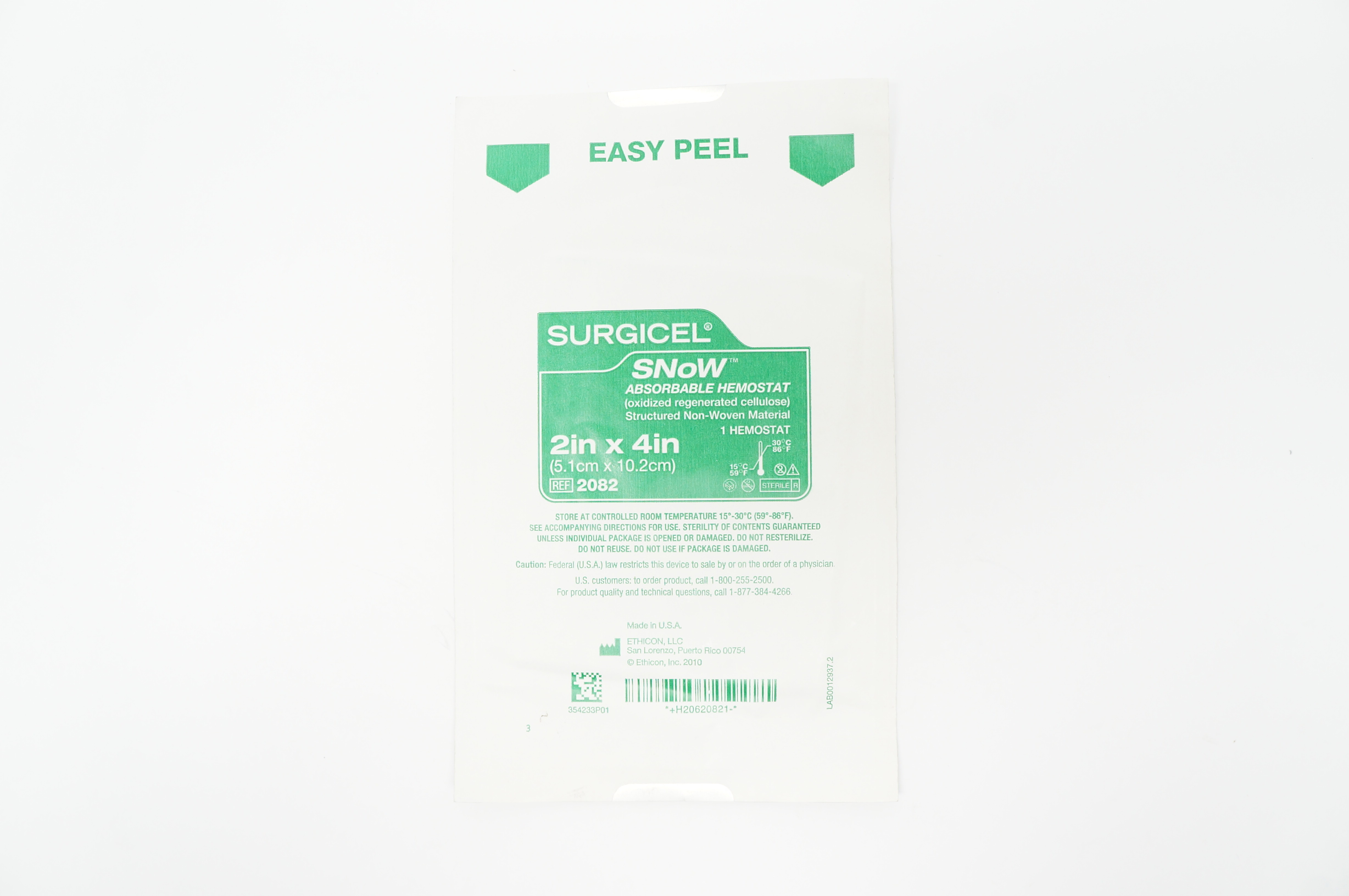 Ethicon 2082 Surgicel Snow Absorbable Hemostat 2inch x 4inch (x)