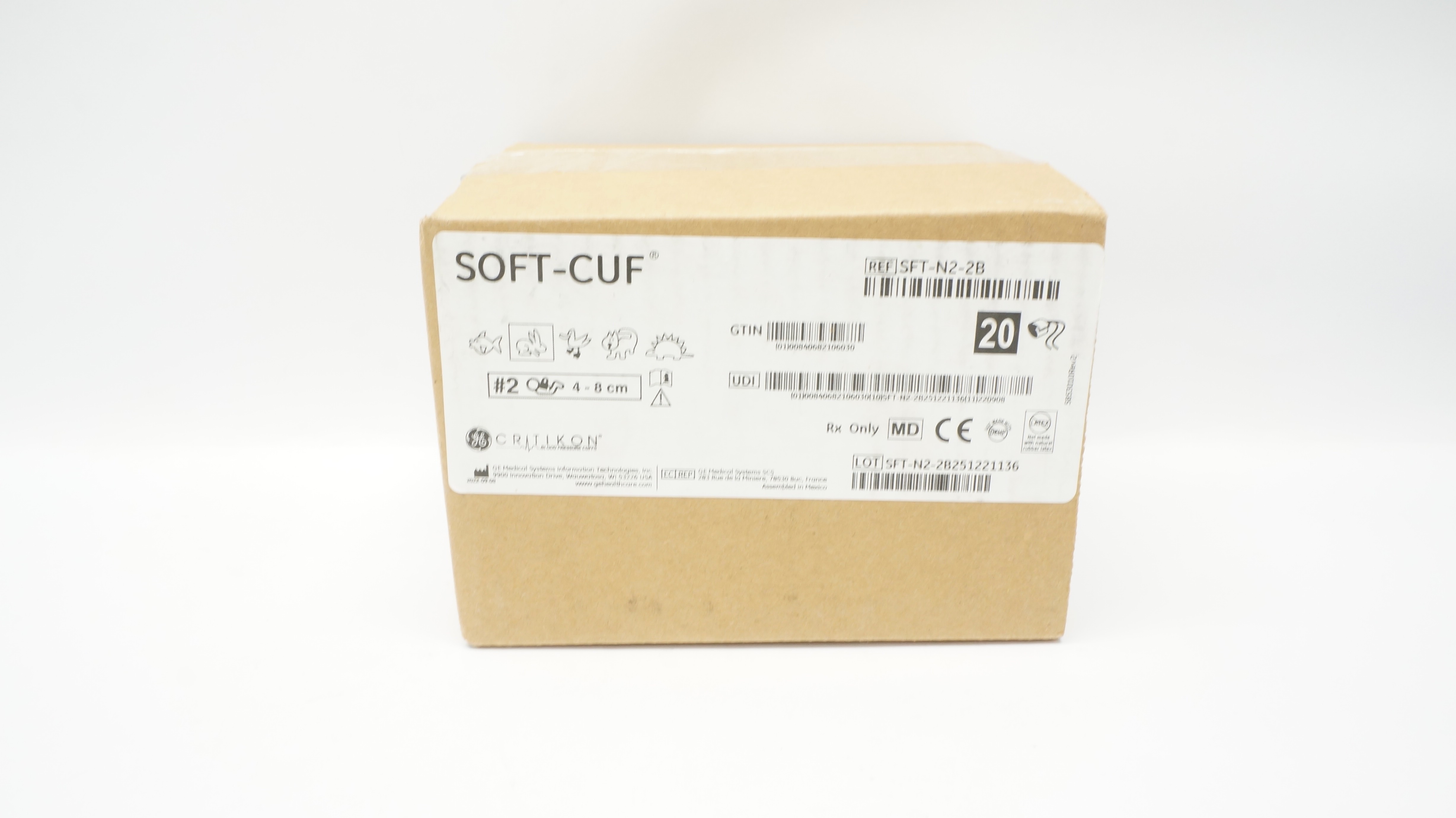 GE Medical System SFT-N2-2B Critikon Soft-Cuf #2 4-8cm - Box of 20