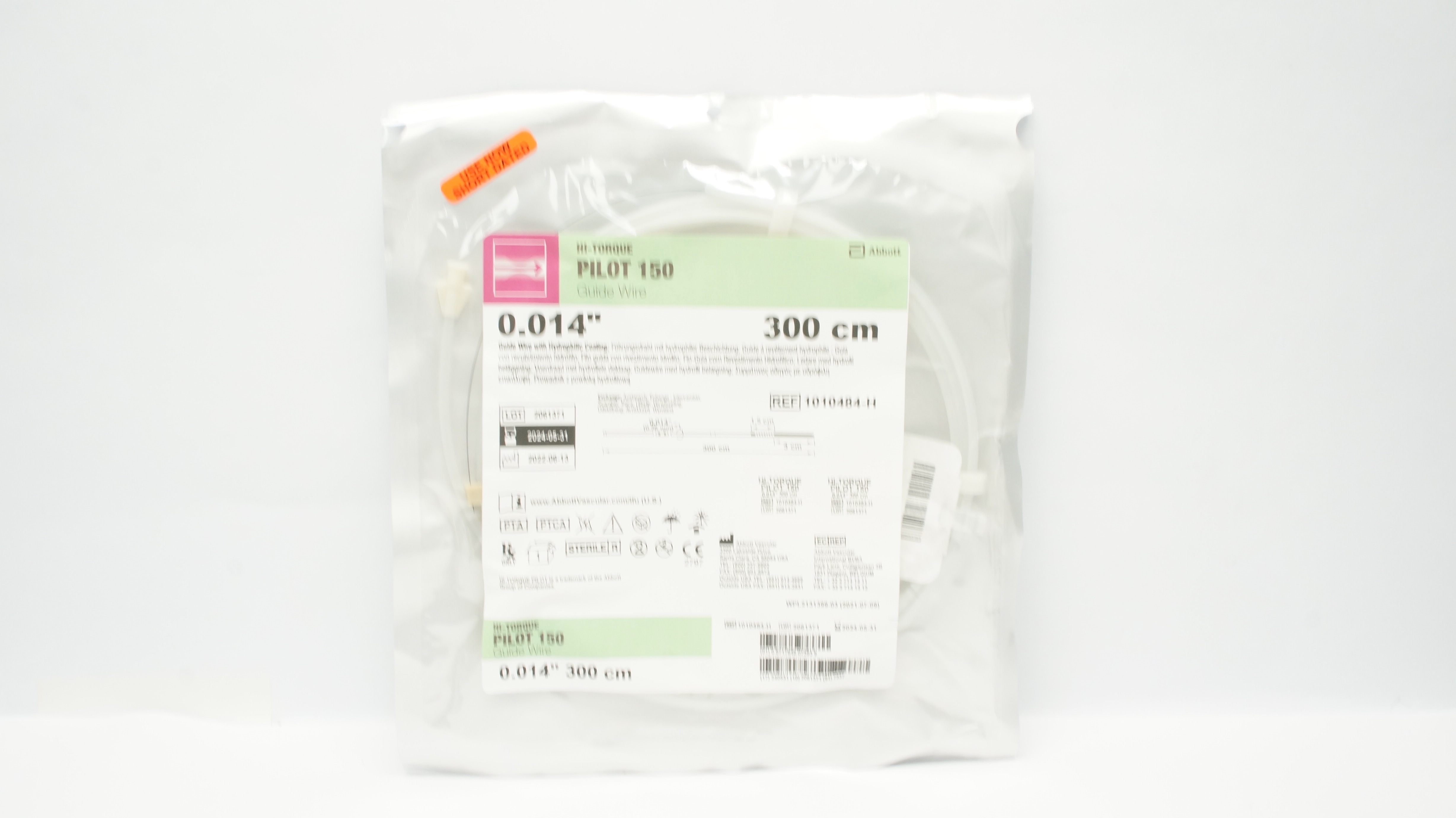 Abbott 1010484-H Hi-Torque Pilot 150 Guide Wire 0.014inch x 300cm (x)