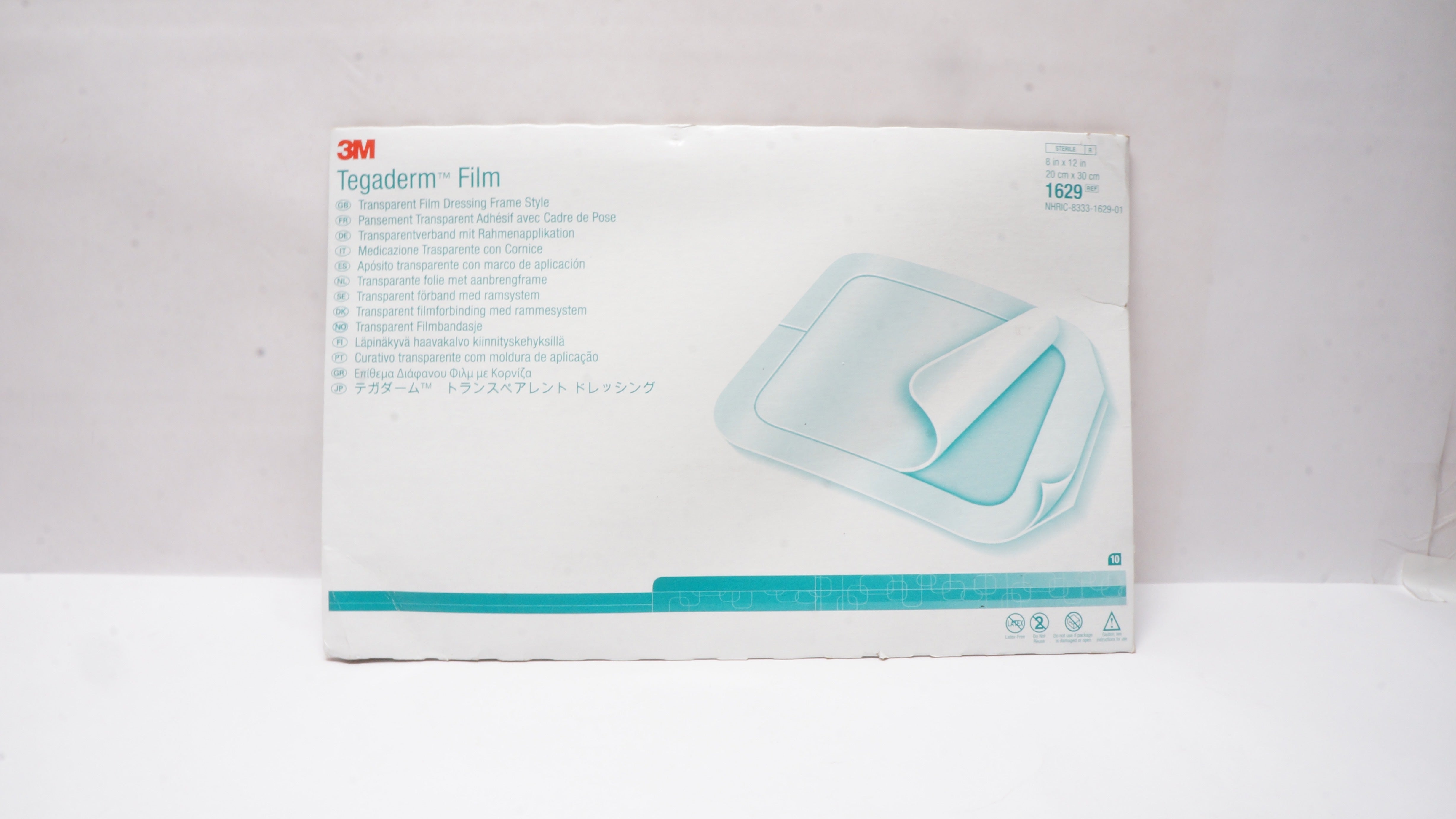 3M 1629 Tegaderm Transparent Film Dressing Frame Style 8 x 12 inch - Pack of 10
