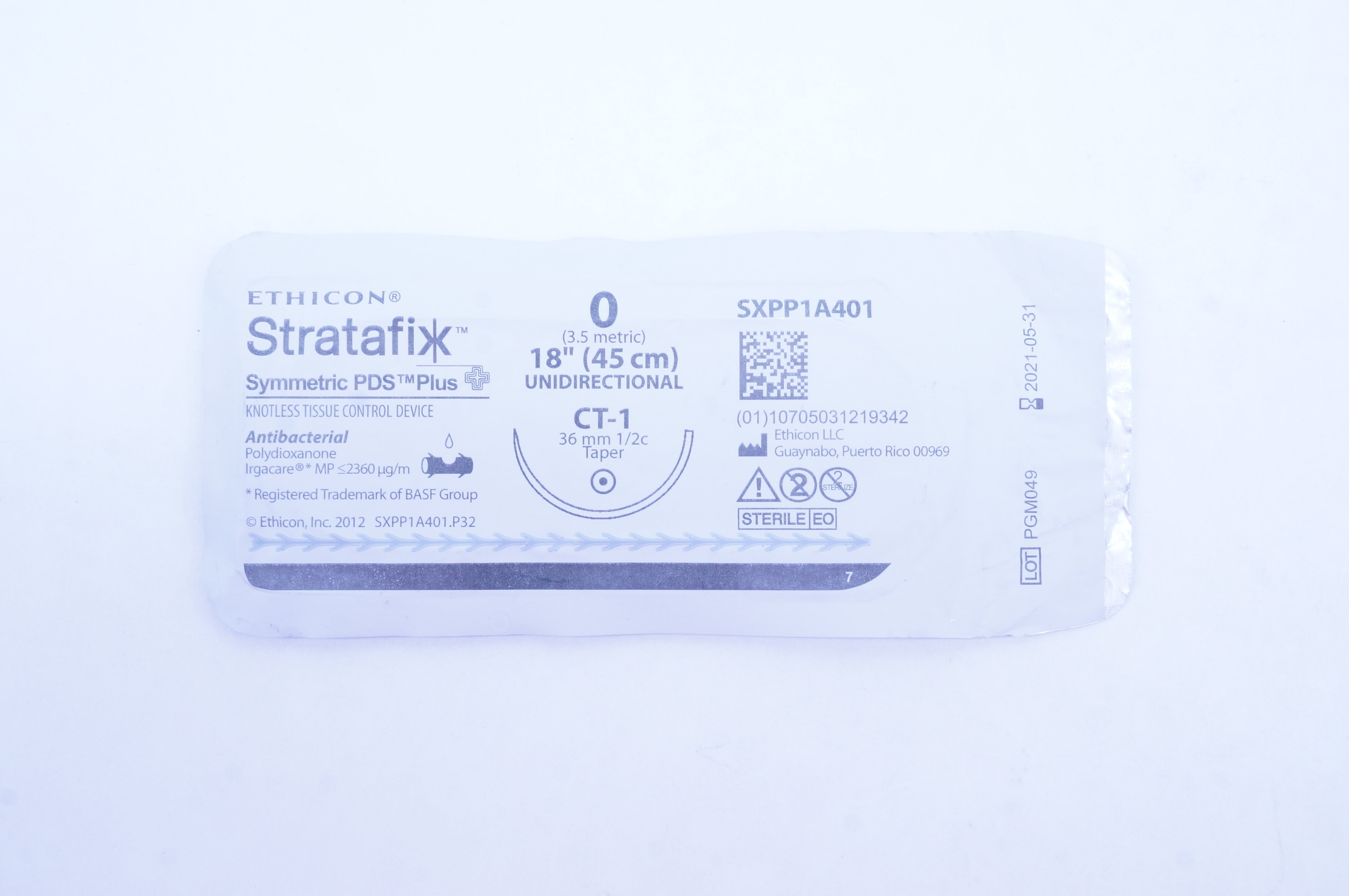 Ethicon SXPP1A401 0 Stratafix, CT1, 36mm 1/2c Taper, 18inch