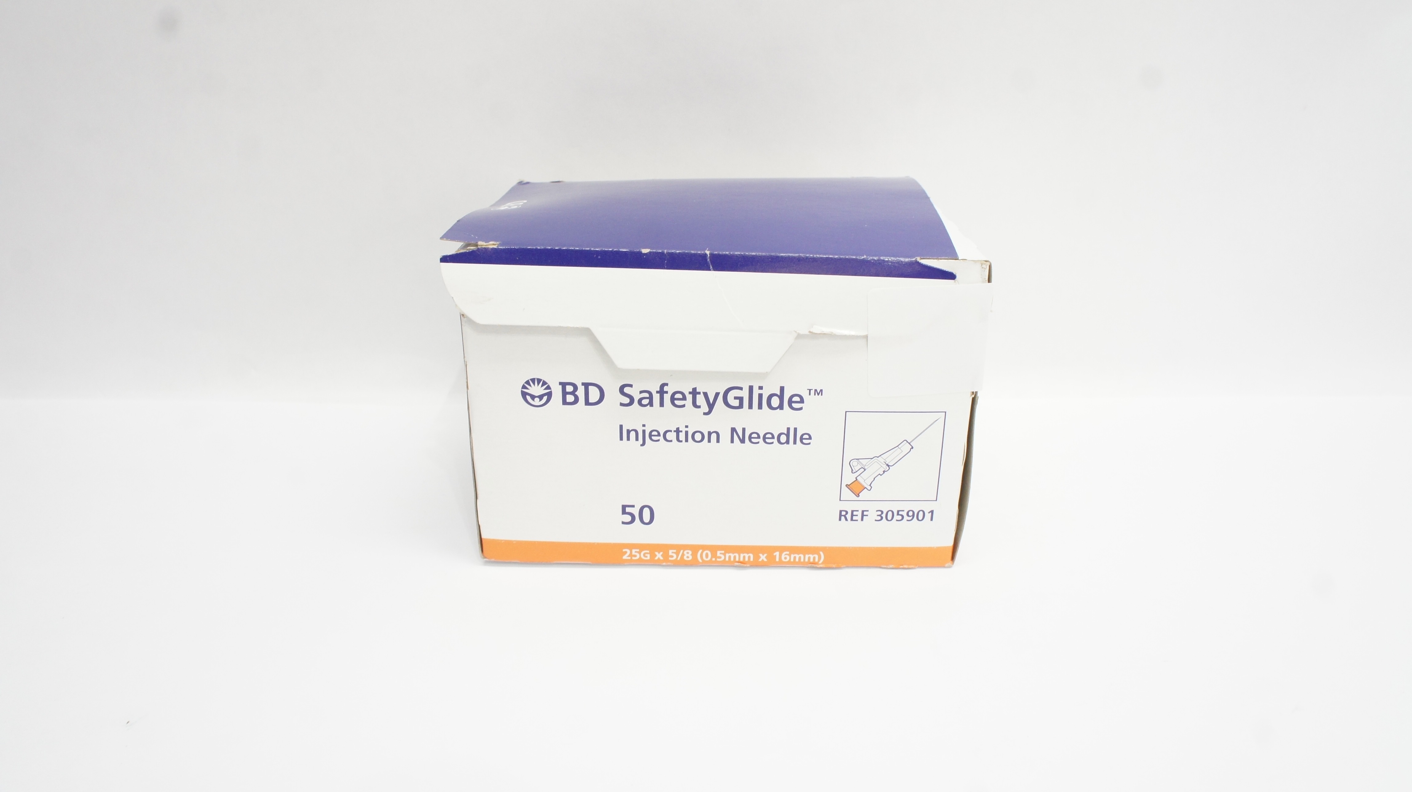 BD 305901 Safety Glide Injection Ndle 25G x 5/8 inch (x) - Box of 50