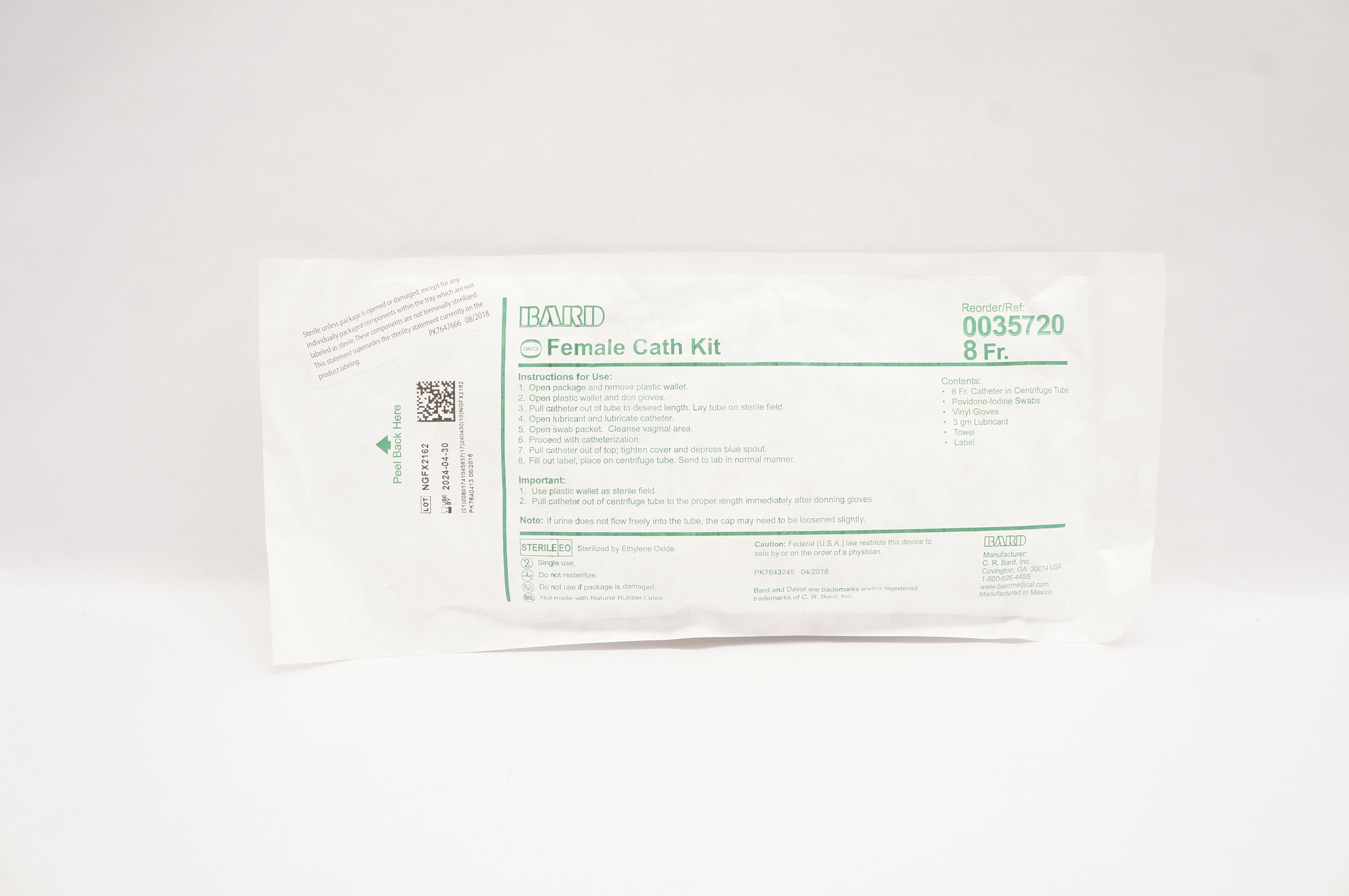 Bard 0035720 Female Cath. Kit 8Fr.