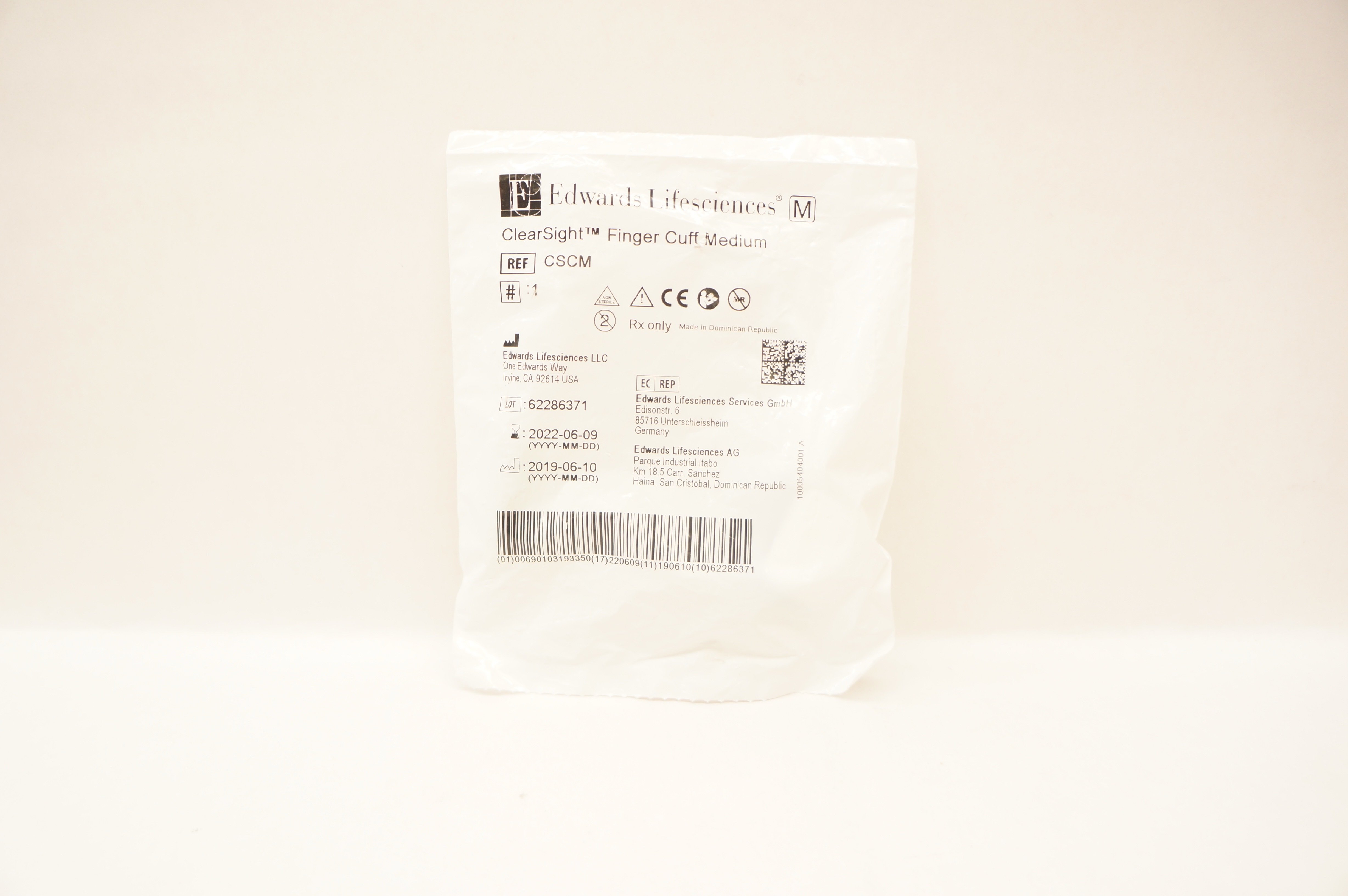 Edwards Lifesciences CSCM ClearSight Finger Cuff Medium (x)