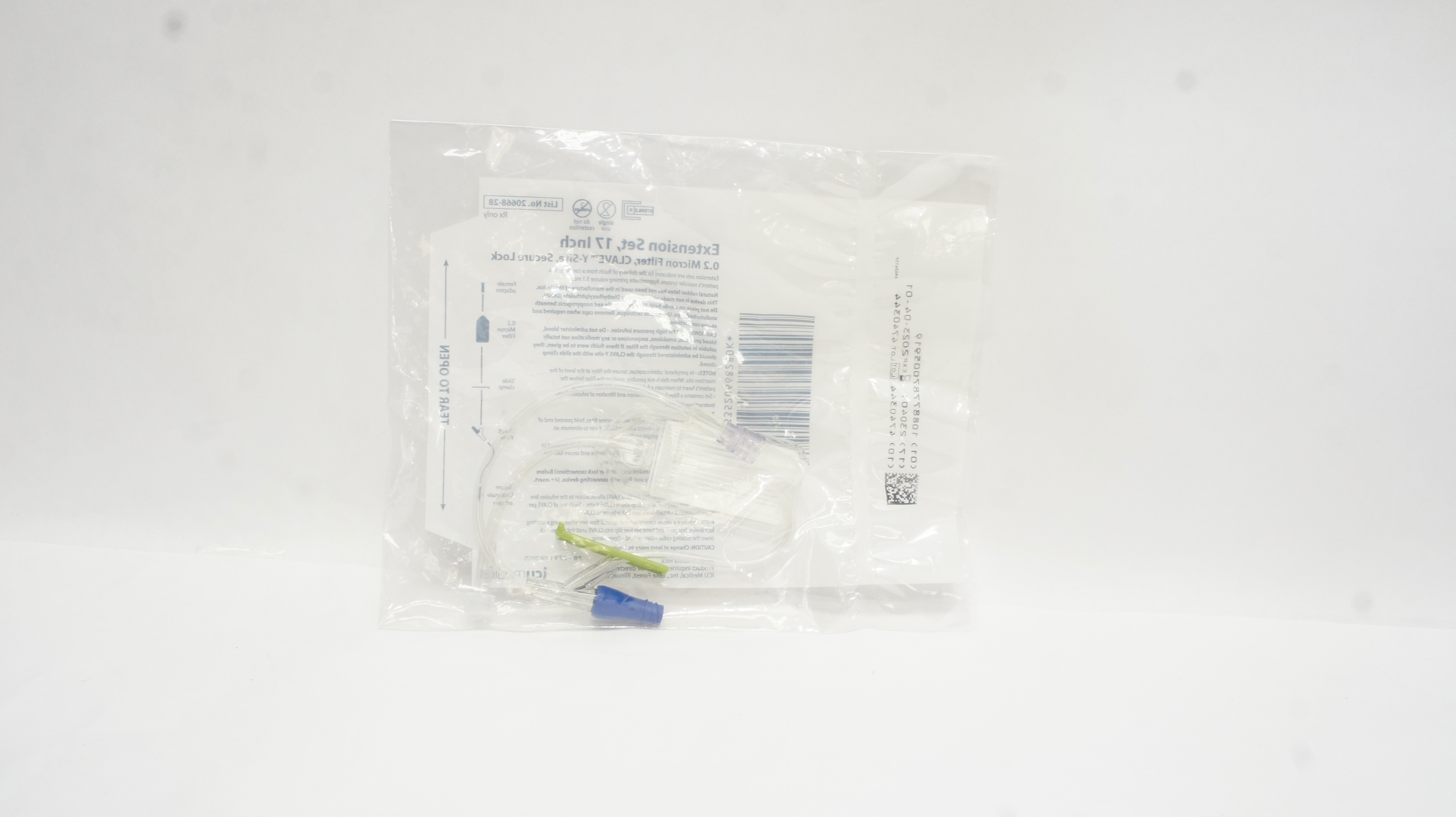 Icu Medical 20668-28 Extension Set, 17in, 0.2 Micron Filter, Clave 