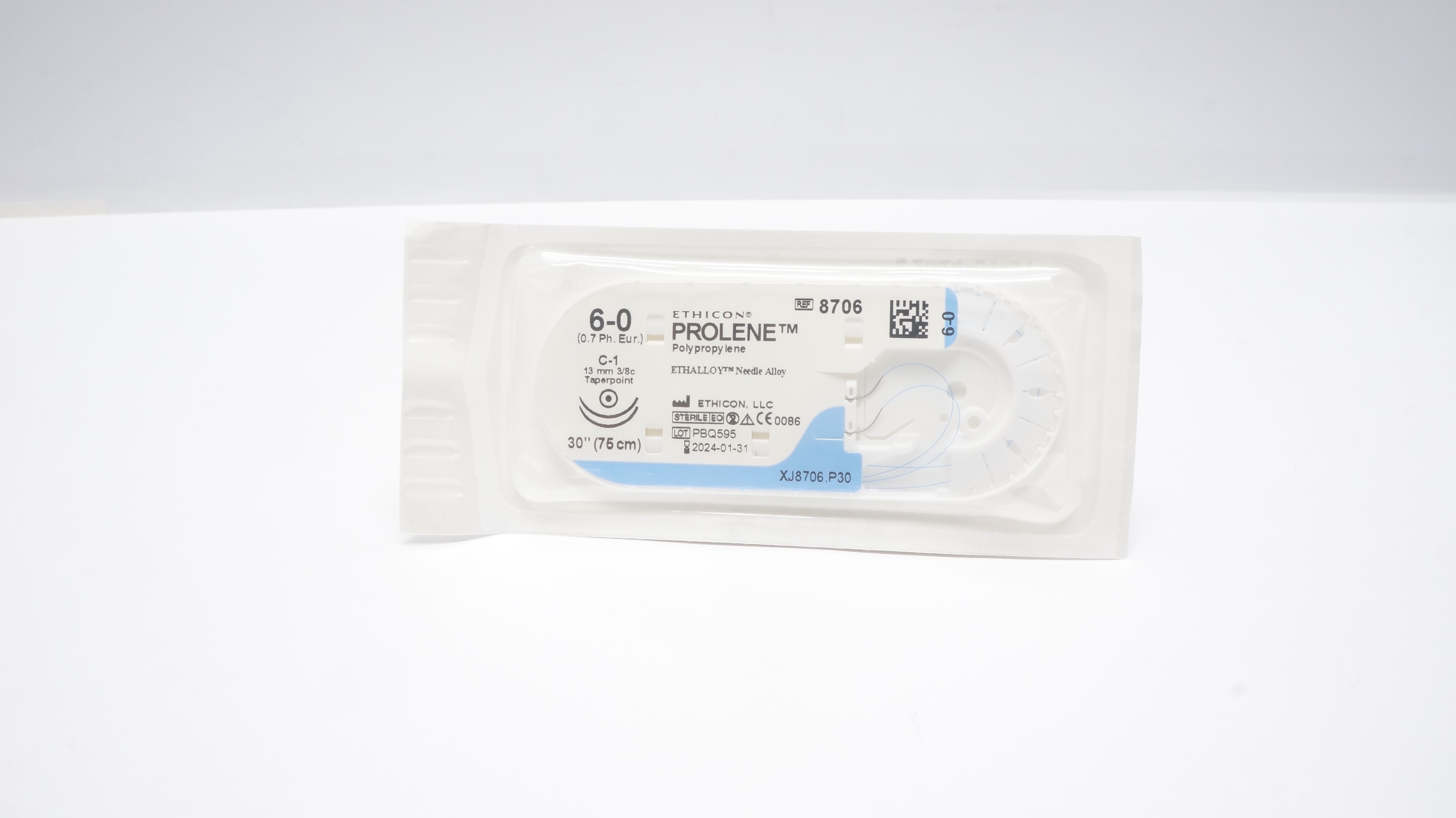 Ethicon 8706 6-0 PROLENE, C-1, 13mm 3/8c Taperpoint, 30inch (x)
