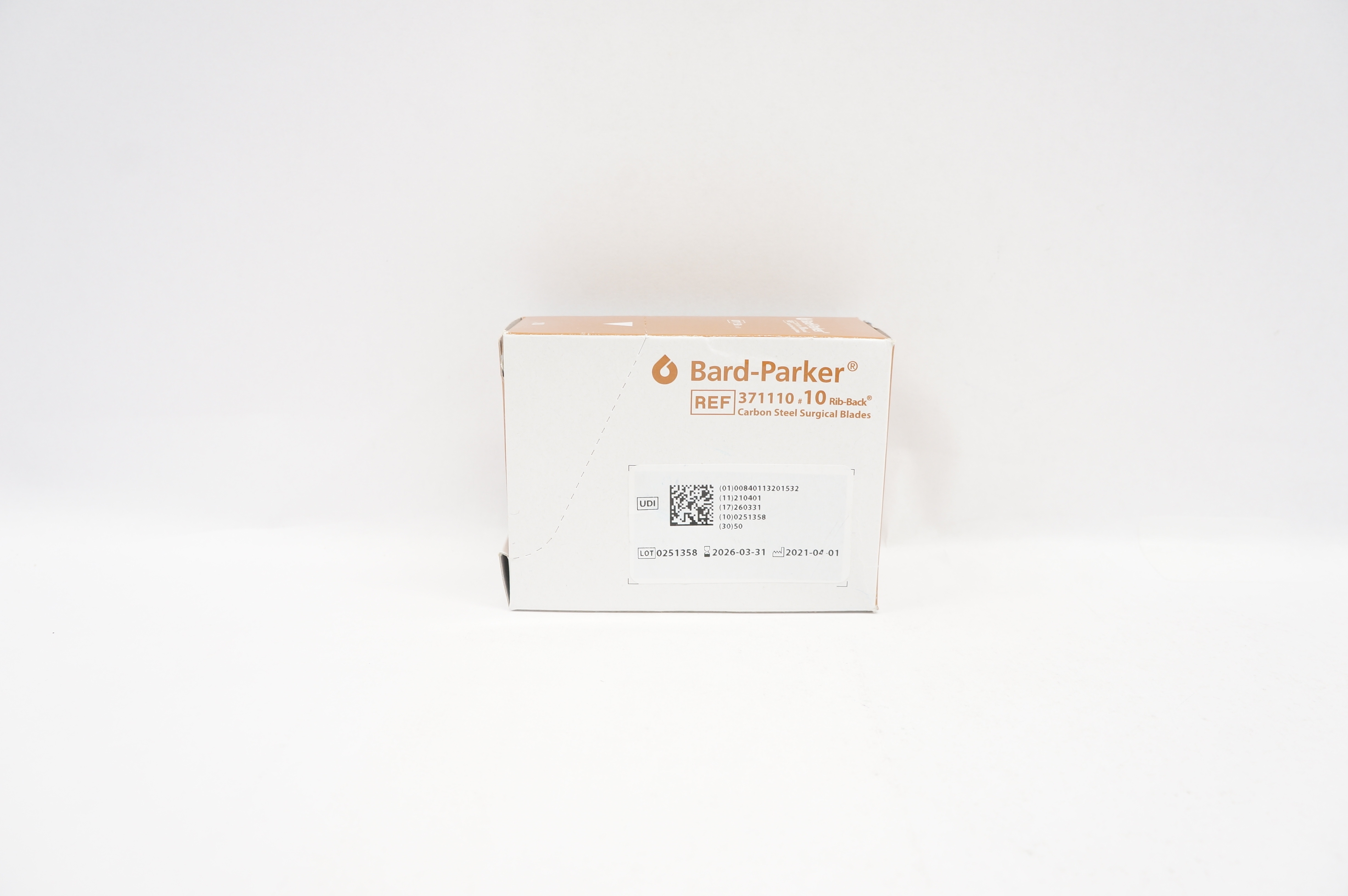 Bard-Parker 371110 Aspen Surgical Rib-Back Surgical Blades #10 - Box of 50 (x)