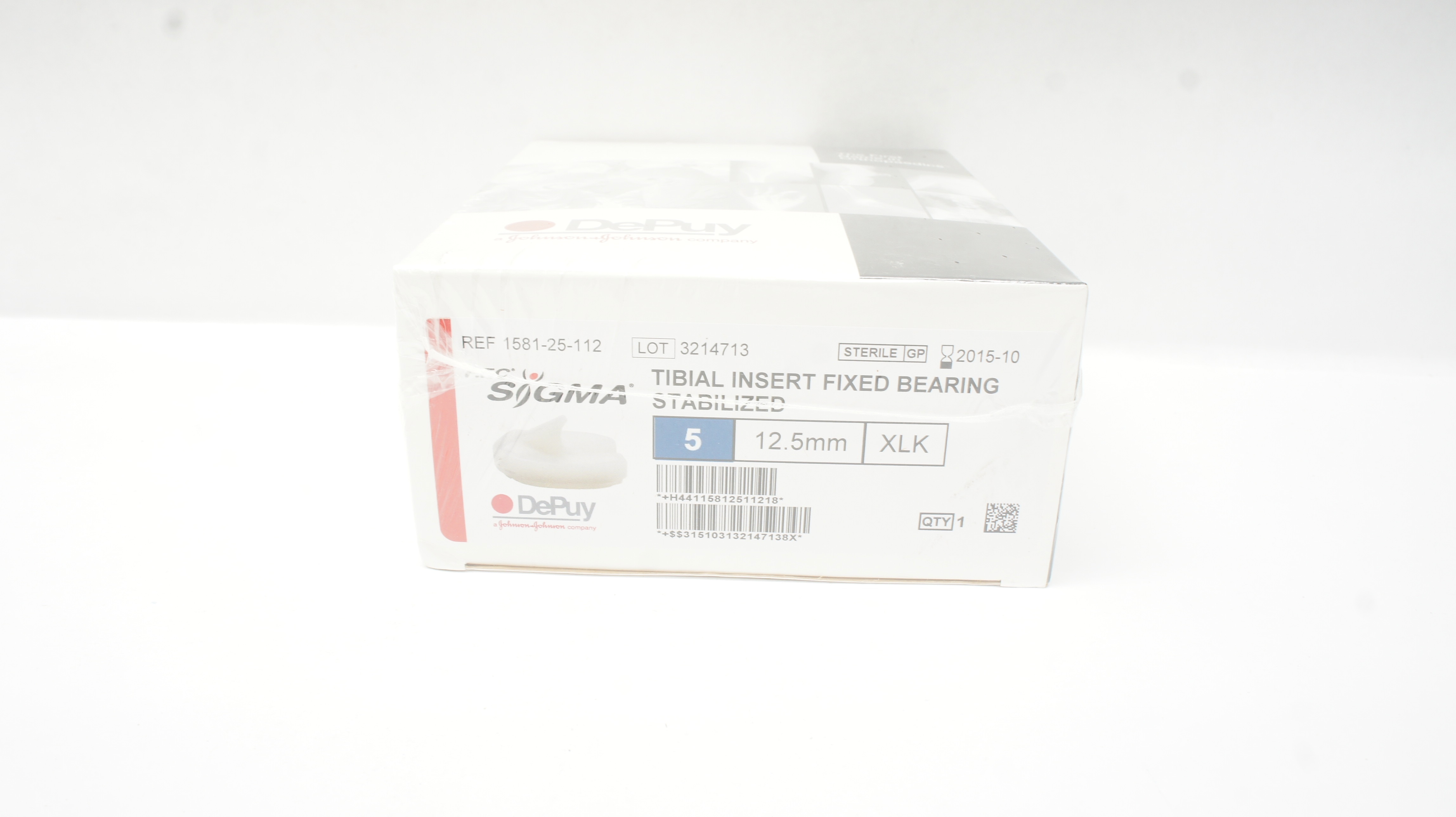 DePuy 1581-25-112 Tibial Insert Fixed Bearing Stabilized 5,12.5mm,XLK (x)