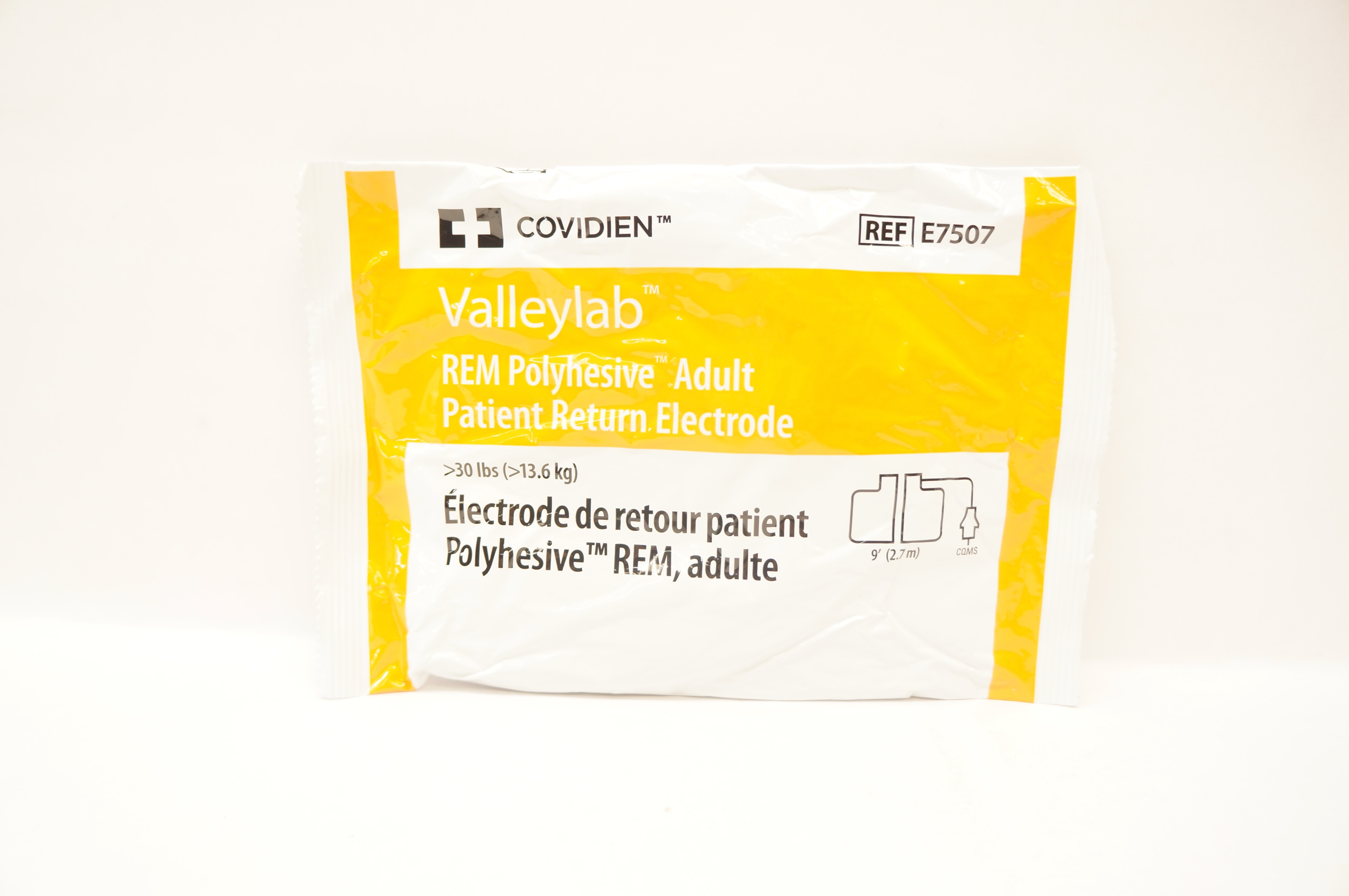 Covidien E7507 Valleylab REM Polyhesive Adult Patient Return Electrode >30lbs