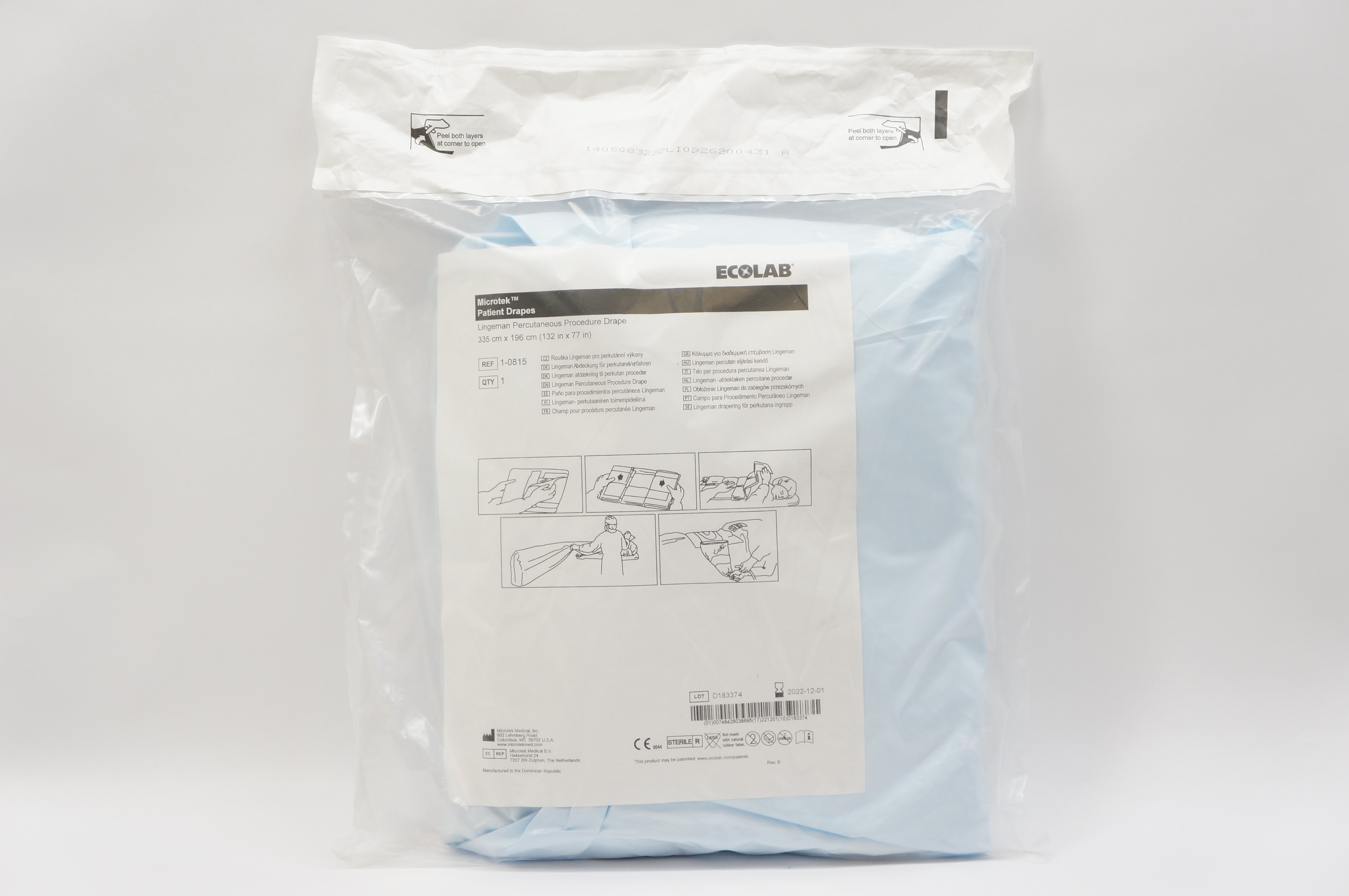 Microtek 1-0815 Lingeman Percutaneous Procedure Drape, 132 inch x 77 inch