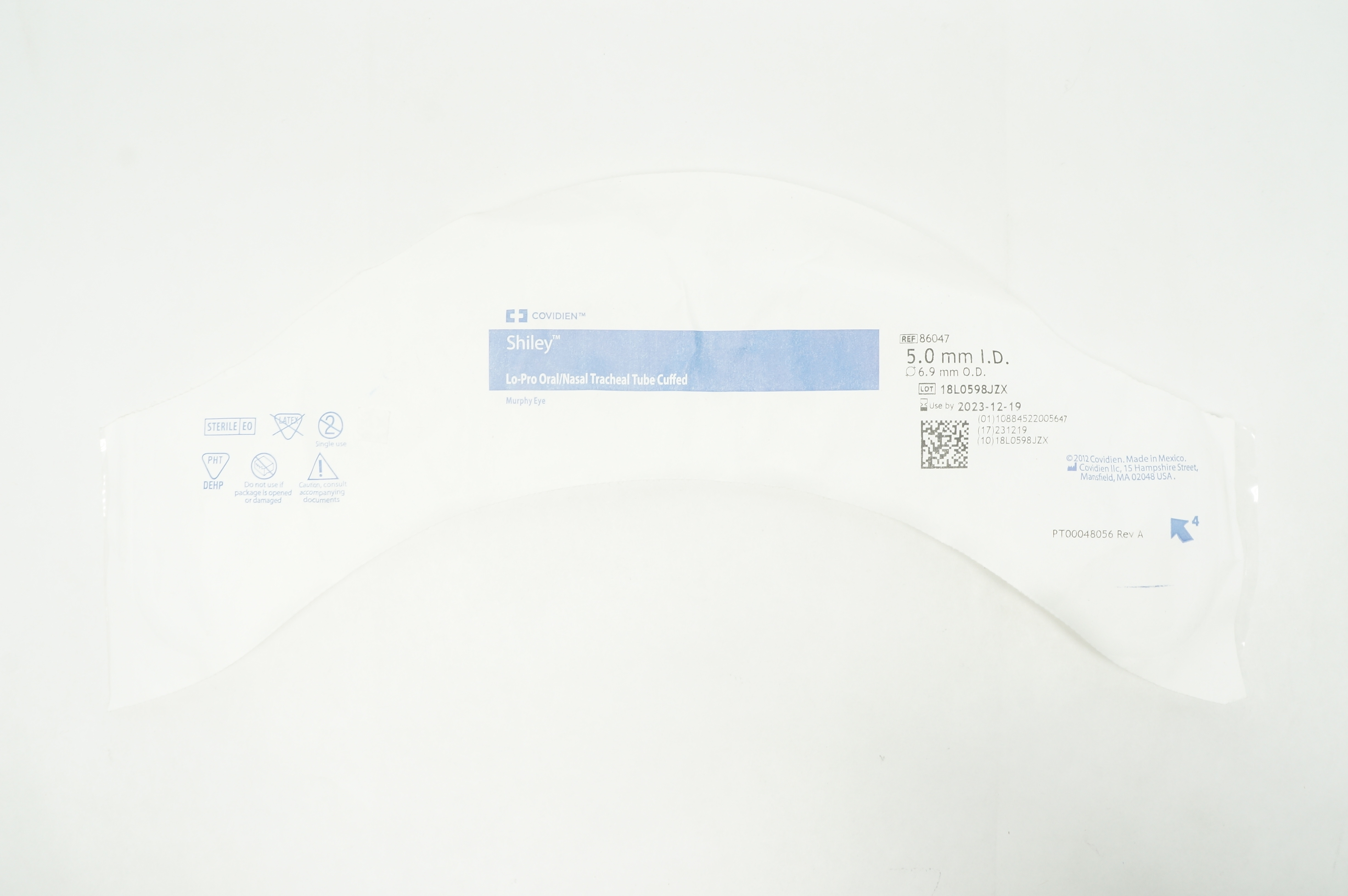 Covidien 86047 Shiley LO-Pro Oral/Nasal Tracheal Tube Cuffed 5.0 x 6.9mm