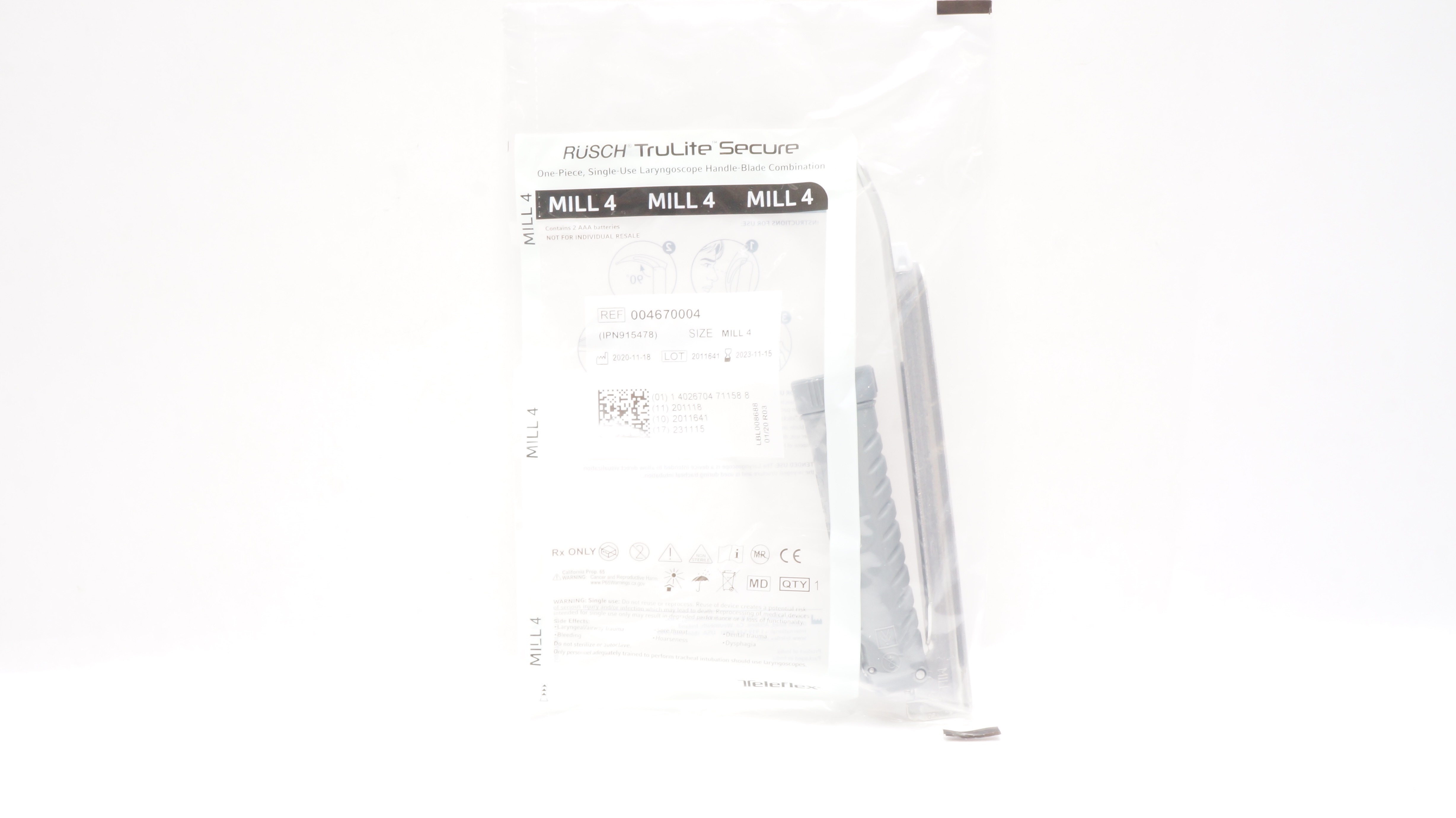 Teleflex 004670004 Rusch TruLite Laryngoscope Handle-Blade Combination Mill, 4