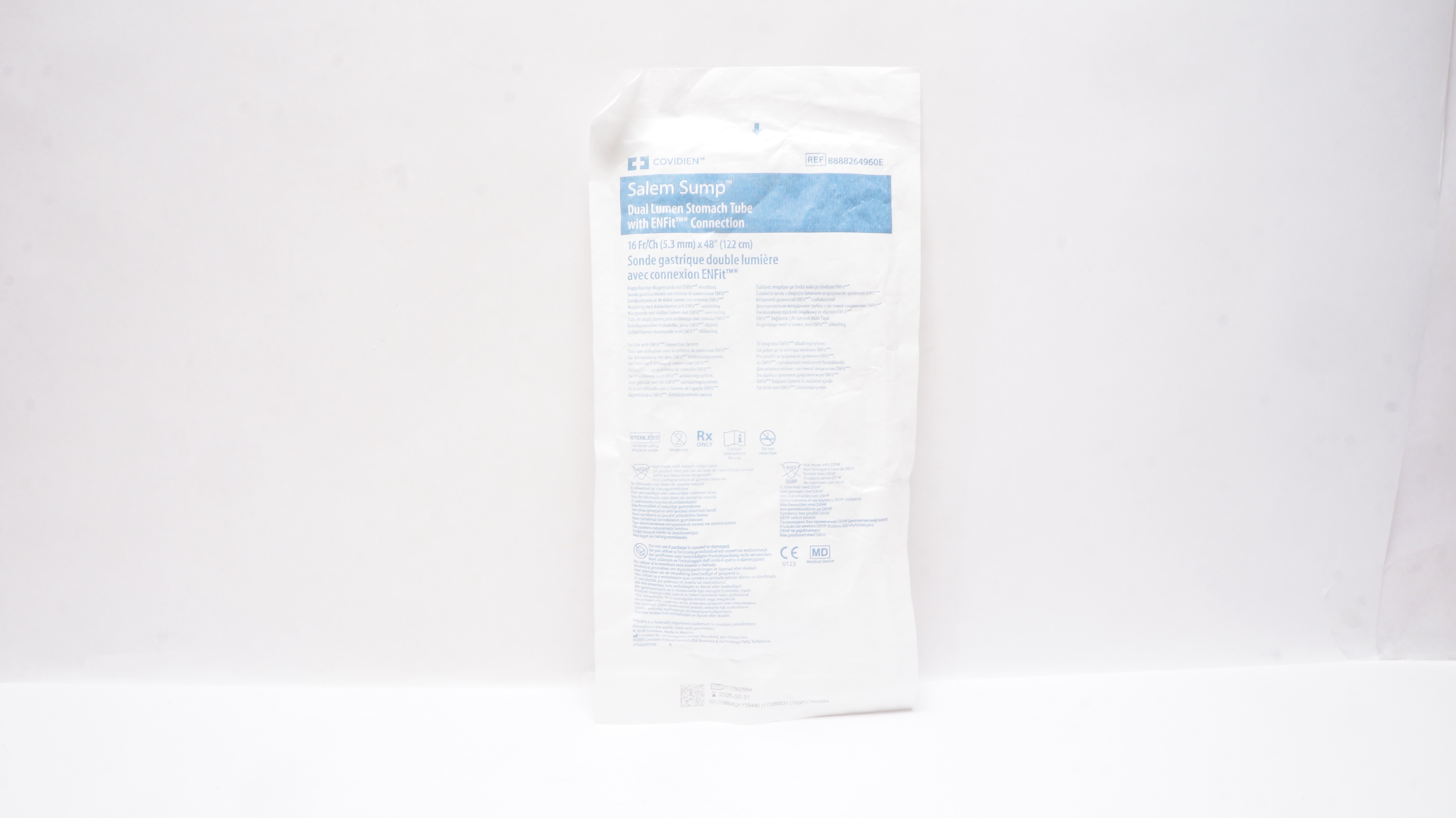 Covidien 8888264960E Salem Sump Dual Lumen Stomach Tube 16Fr/Ch x 48inch