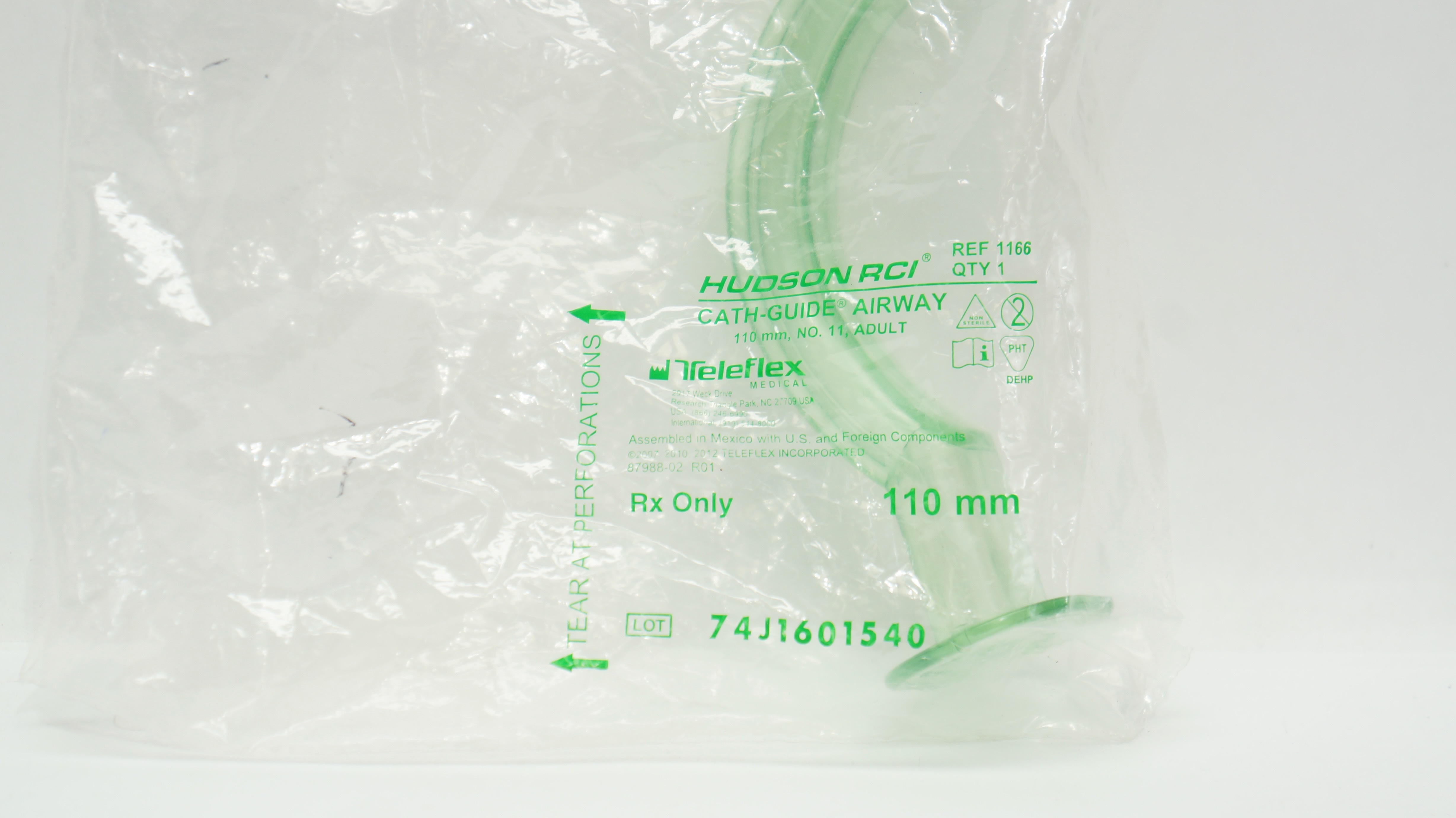 Reusable Cath Guide Teleflex 1166 Hudson RCI Cath-Guide Airway 110mm, No. 11, Adult