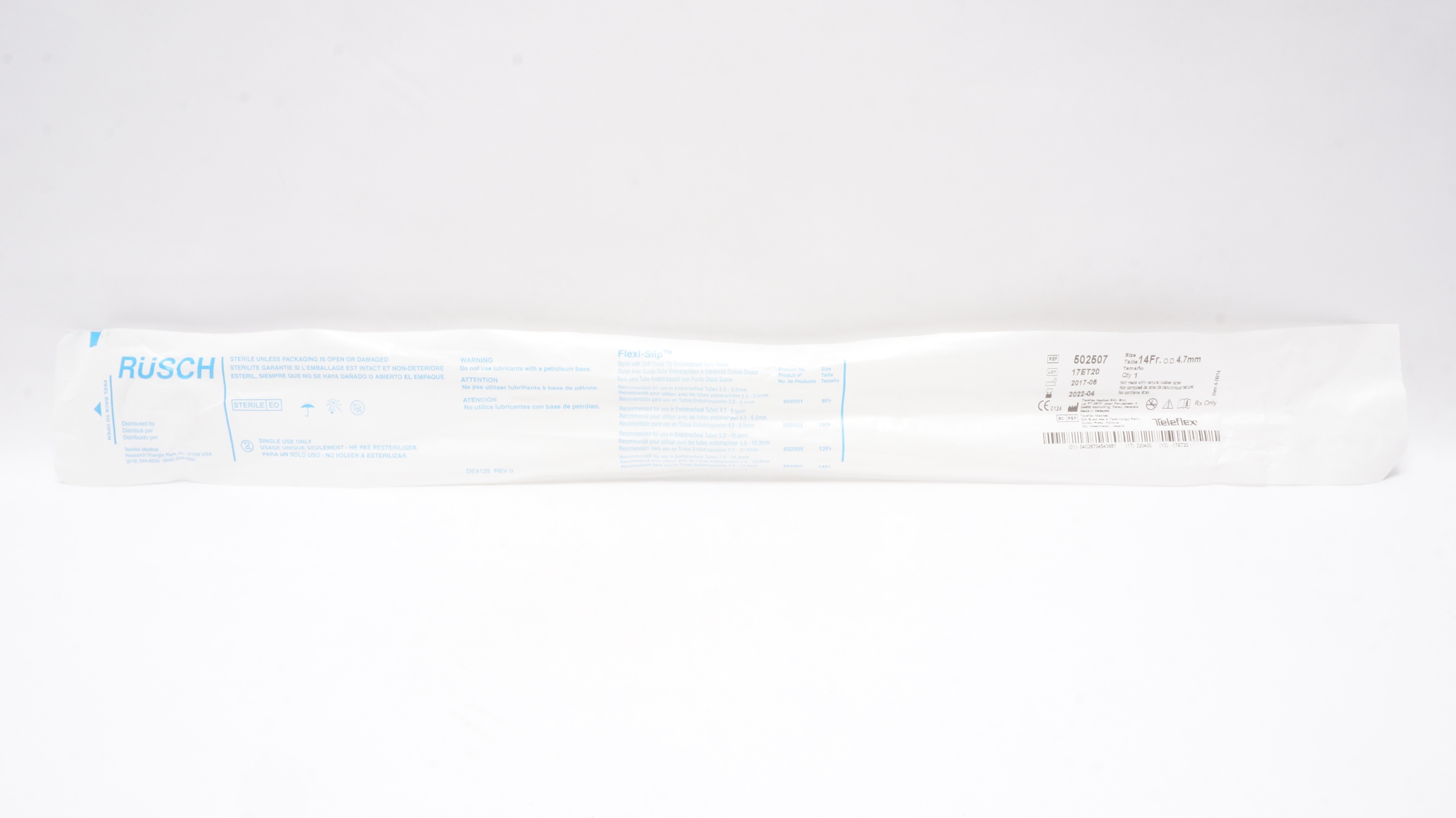 Teleflex 502507 Rusch Flexi-Slip Stylet, Soft Distal Tip 14Fr O.D. x 4.7mm (x)
