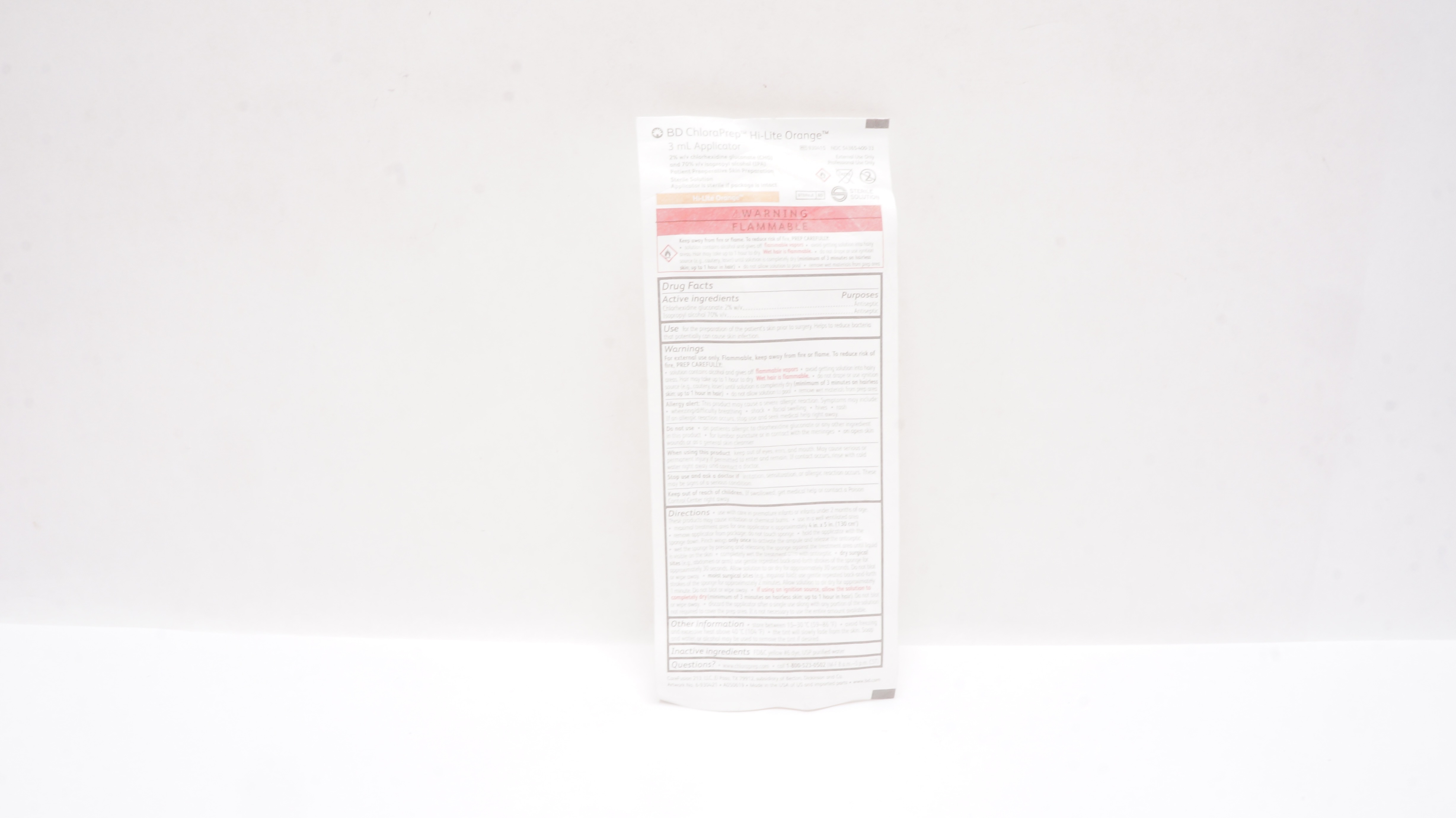 CareFusion 930415 BD ChloraPrep Hi-Lite Orange 3mL Applicator