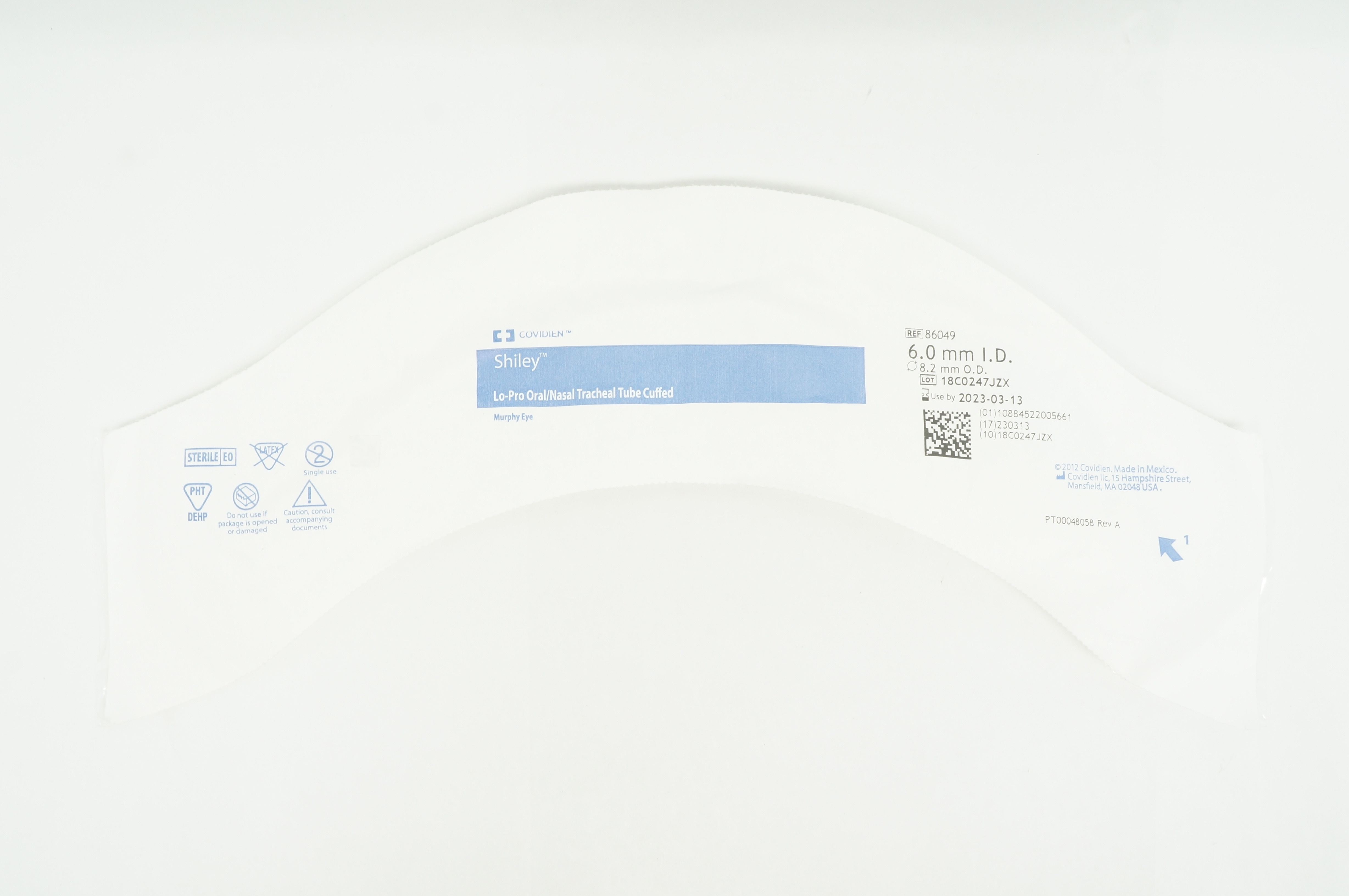 Covidien 86049 Shiley LO-Pro Oral/Nasal Tracheal Tube Cuffed 6.0 x 8.2mm