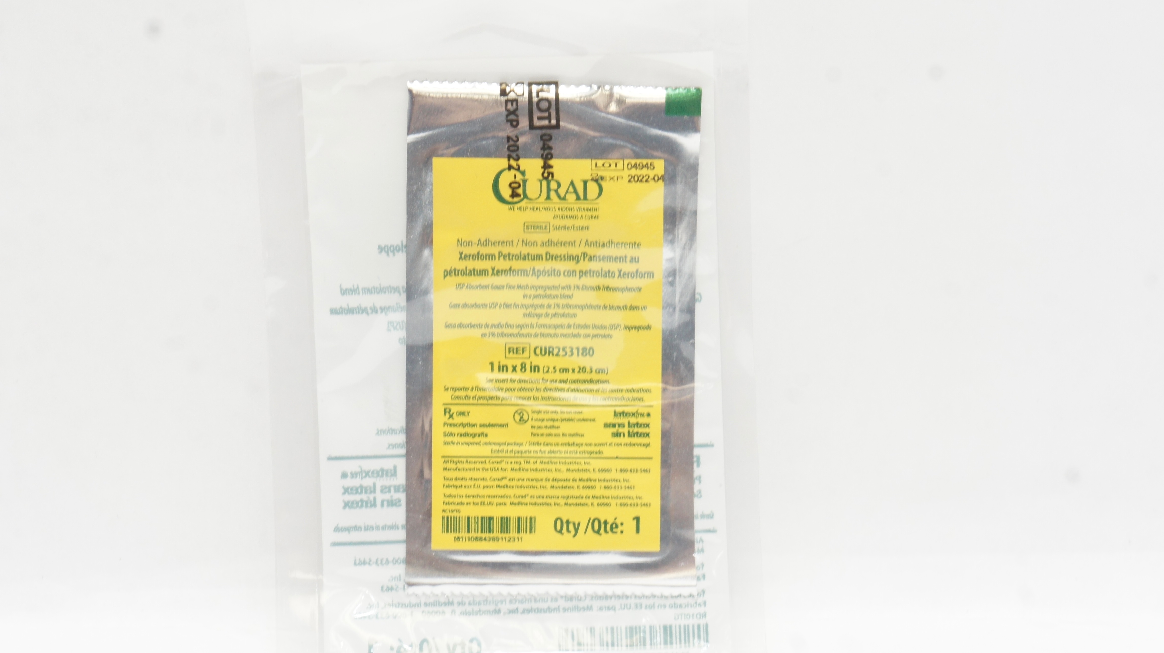 Medline CUR253180 Curad Xeroform Petrolatum Dressing 1inch x 8inch (x)