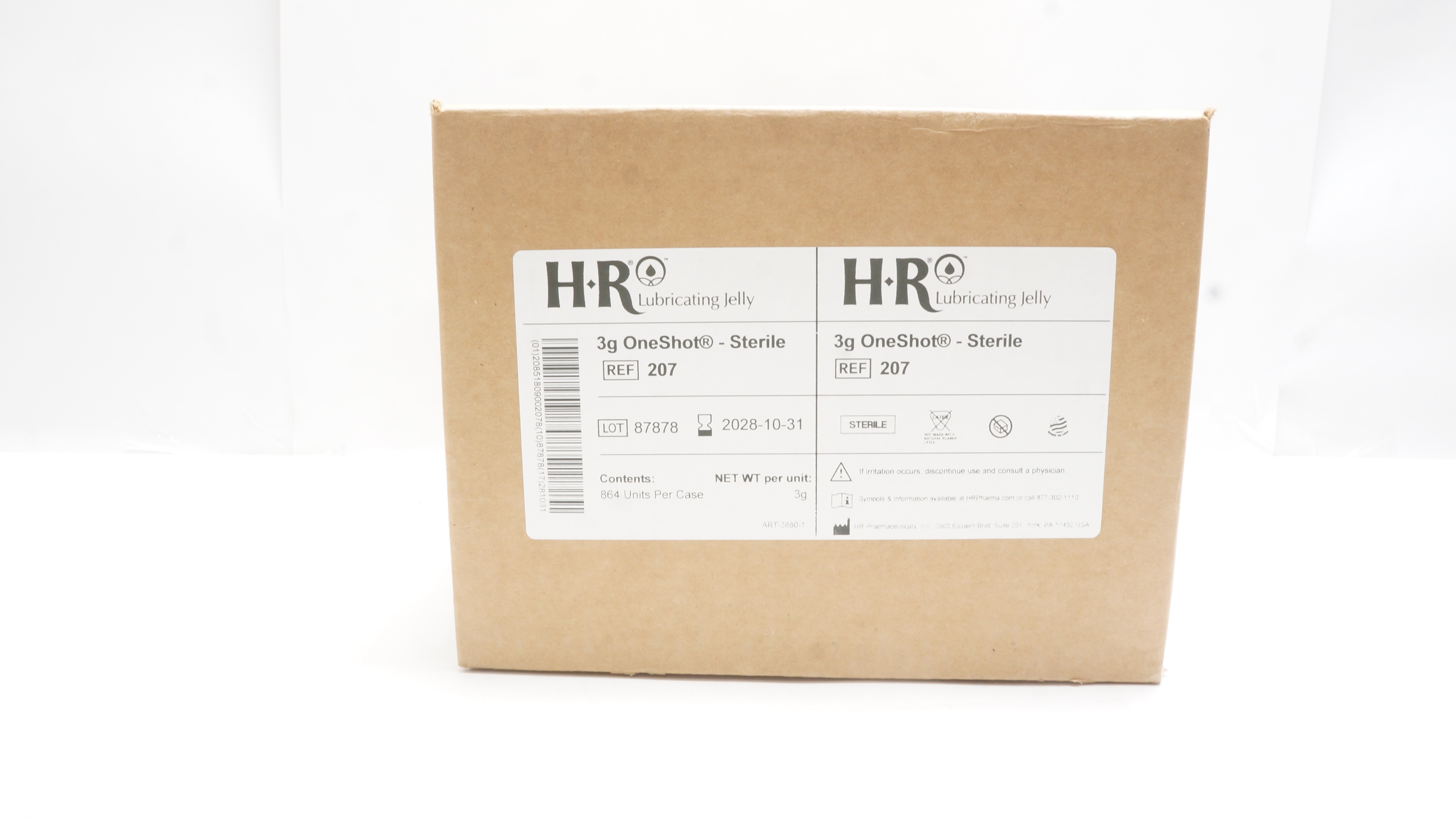 HR Pharmaceuticals 207 One Shot Lubricating Jelly Sterile 3g - Box 