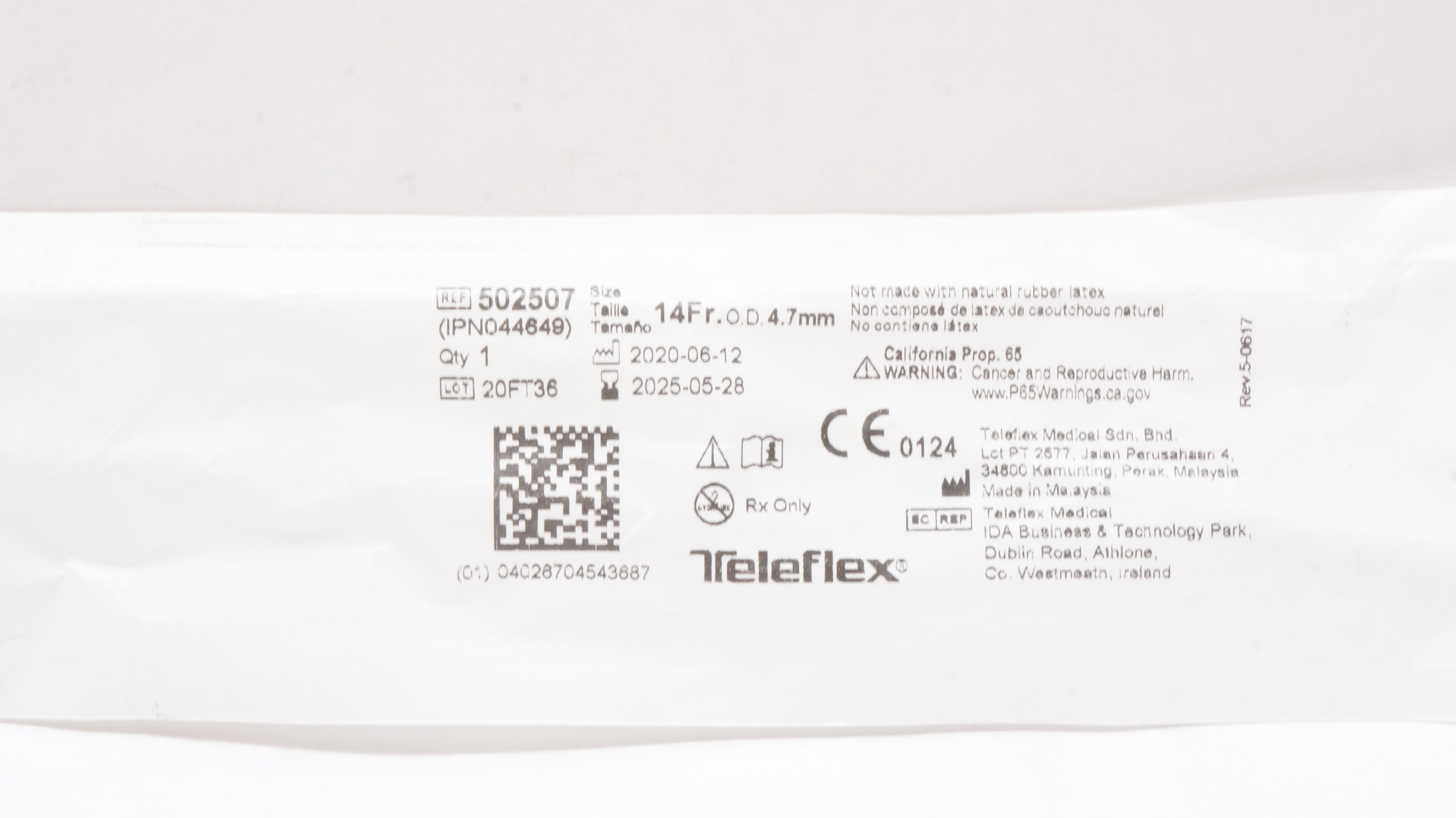 Teleflex 502507 Rusch Flexi-Slip Stylet w/Soft Double Tip 14Fr. x 4.7mm OD
