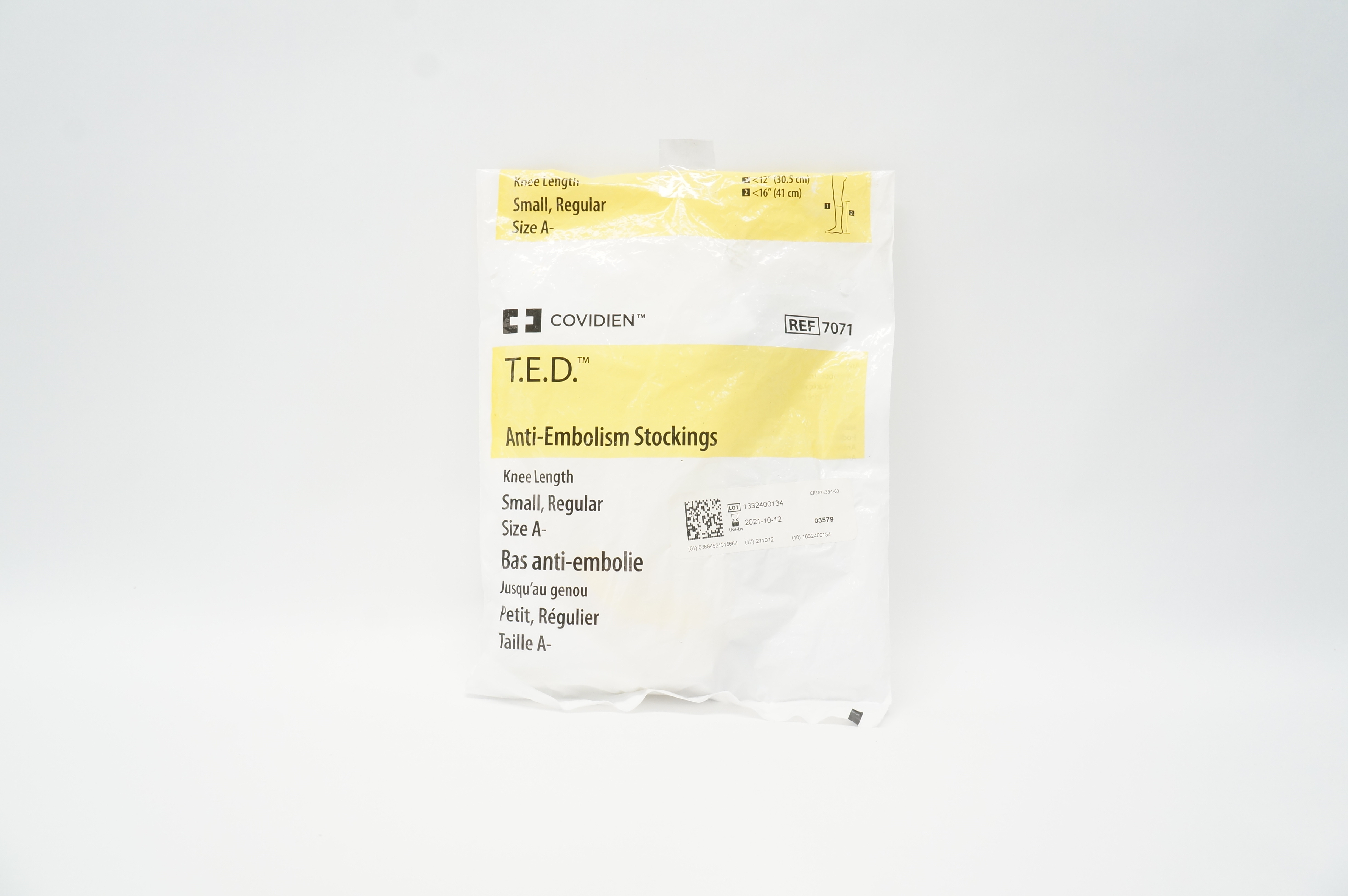 Covidien 7071 T.E.D. Anti-Embolism Stockings Knee Length, Regular Small Size A