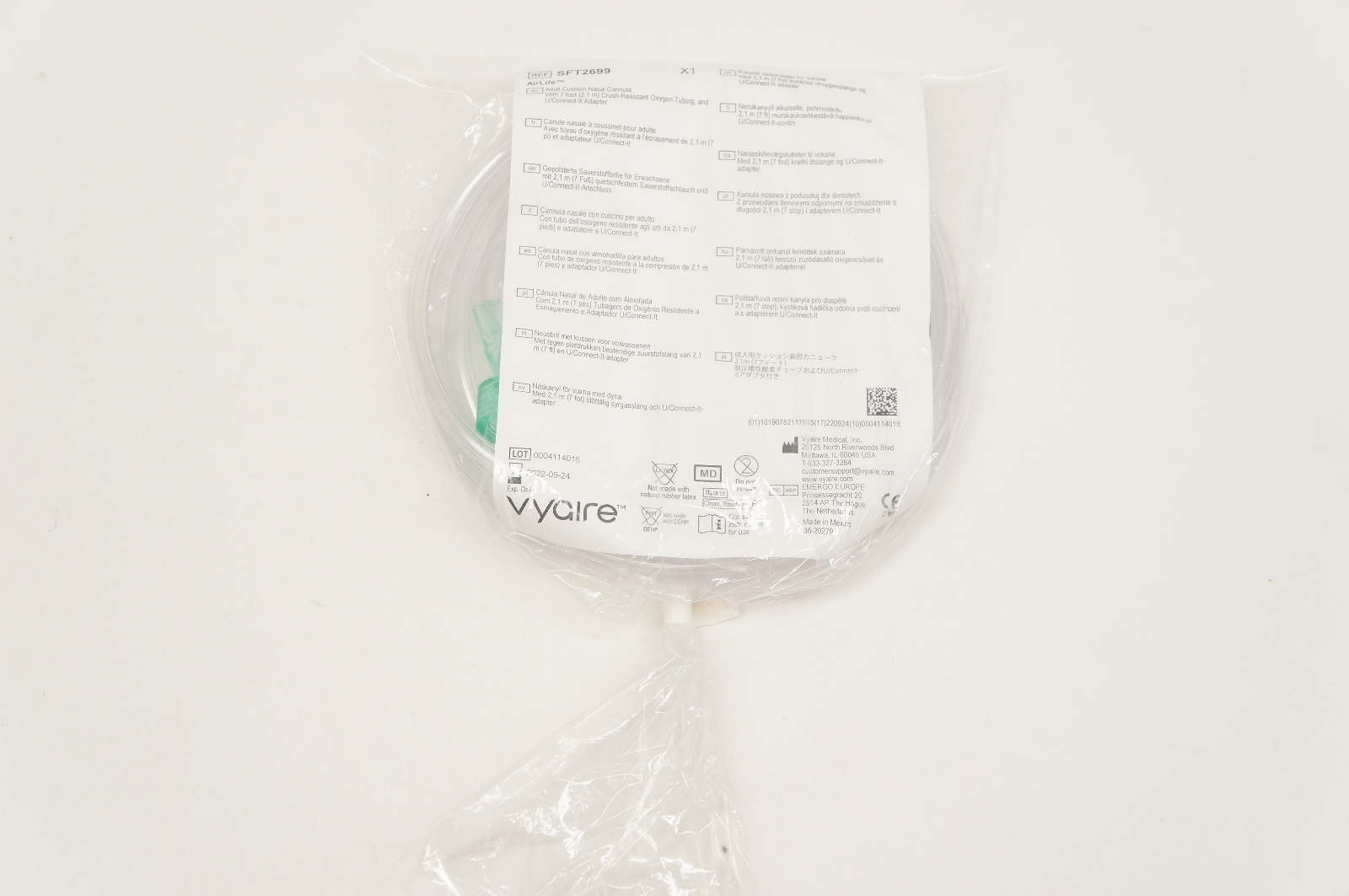 Vyaire SFT2699 AirLife Adult Cushion Nasal Cannula with 7Ft.