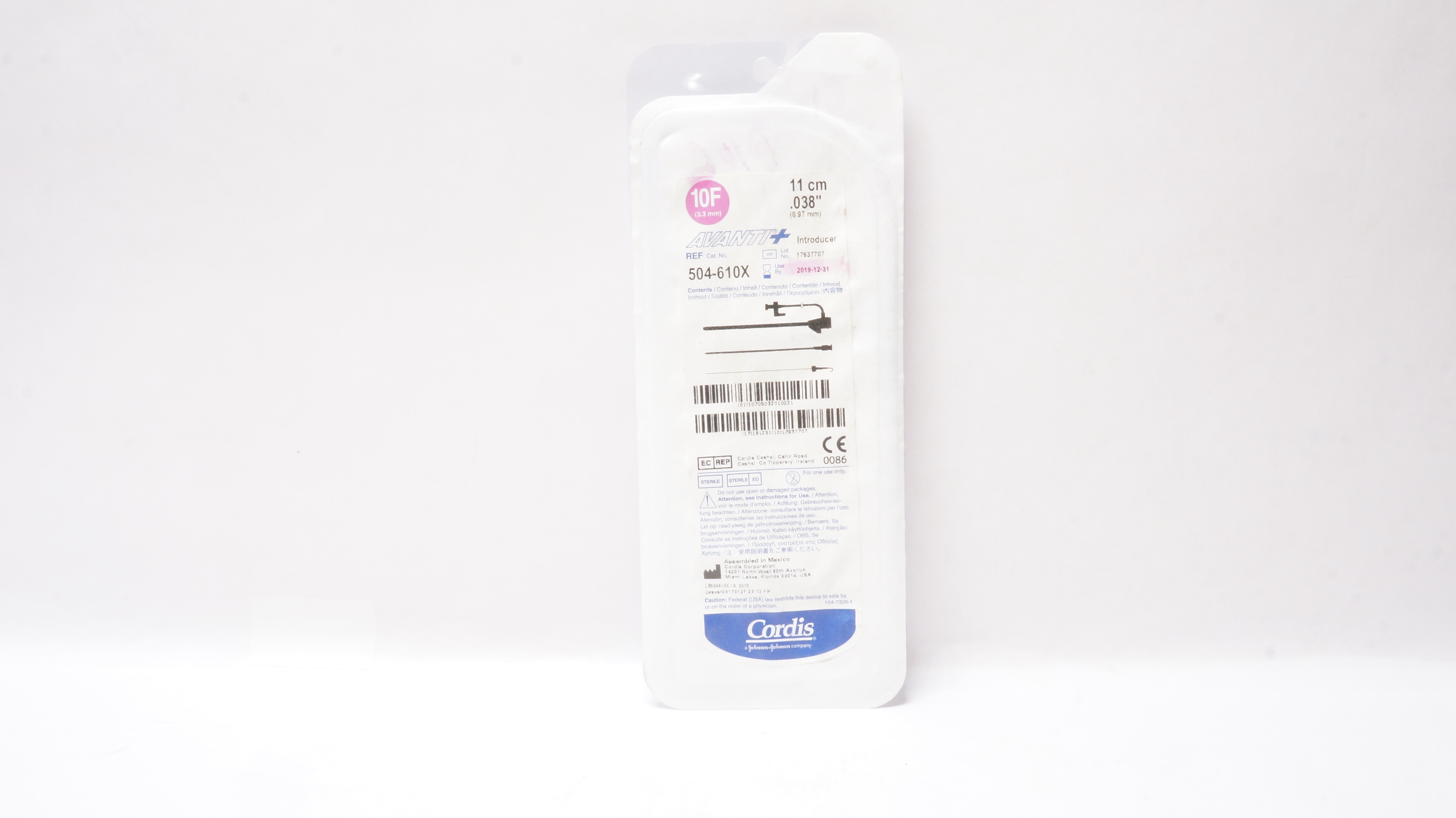 Cordis 504610X Avanti Plus Introducer 10F x 11cm x .038 inch (x)