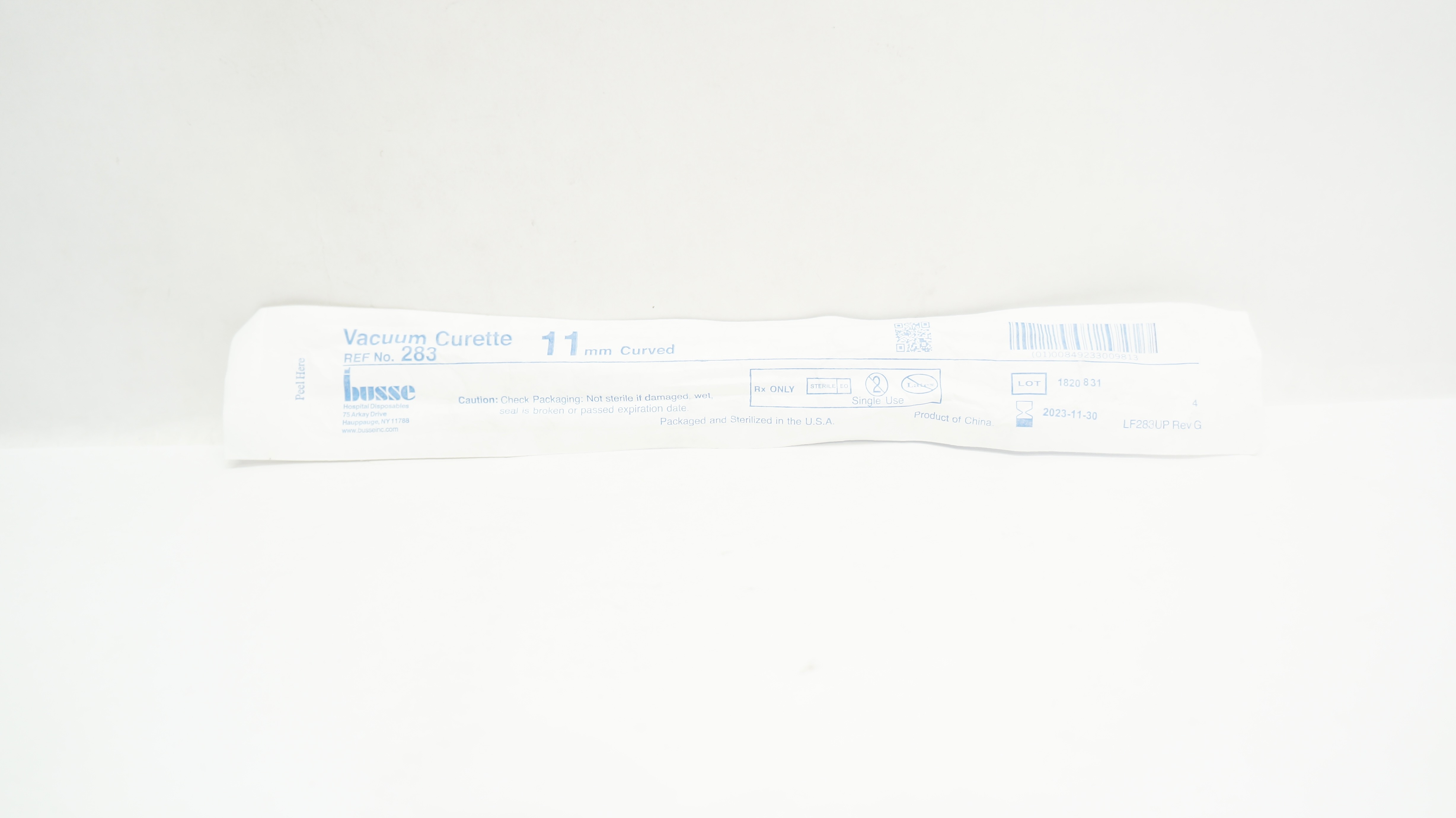 Busse 283 Vacuum Curette 11mm Curved