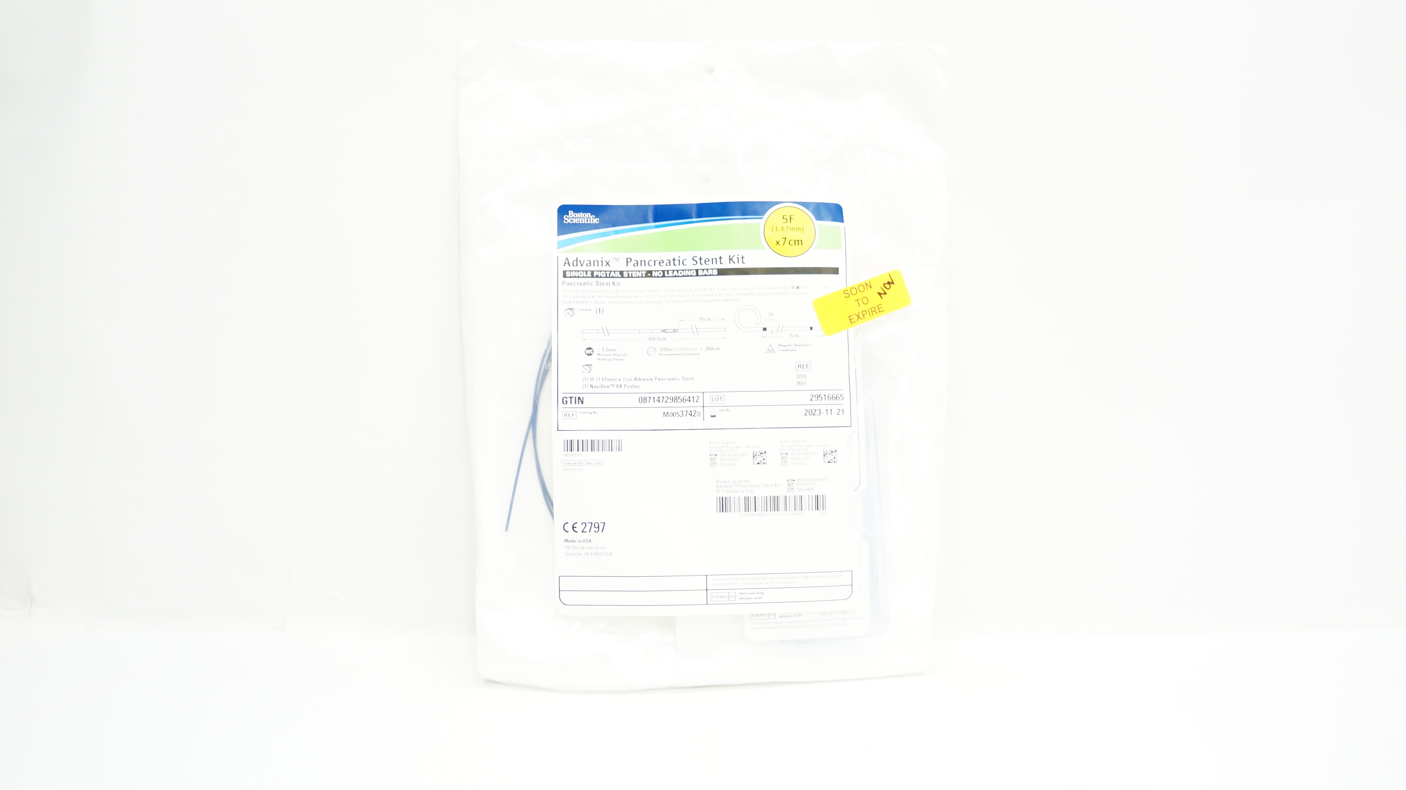 Boston Scientific 3742 Advanix Pancreatic Stent Kit 5F x 7cm