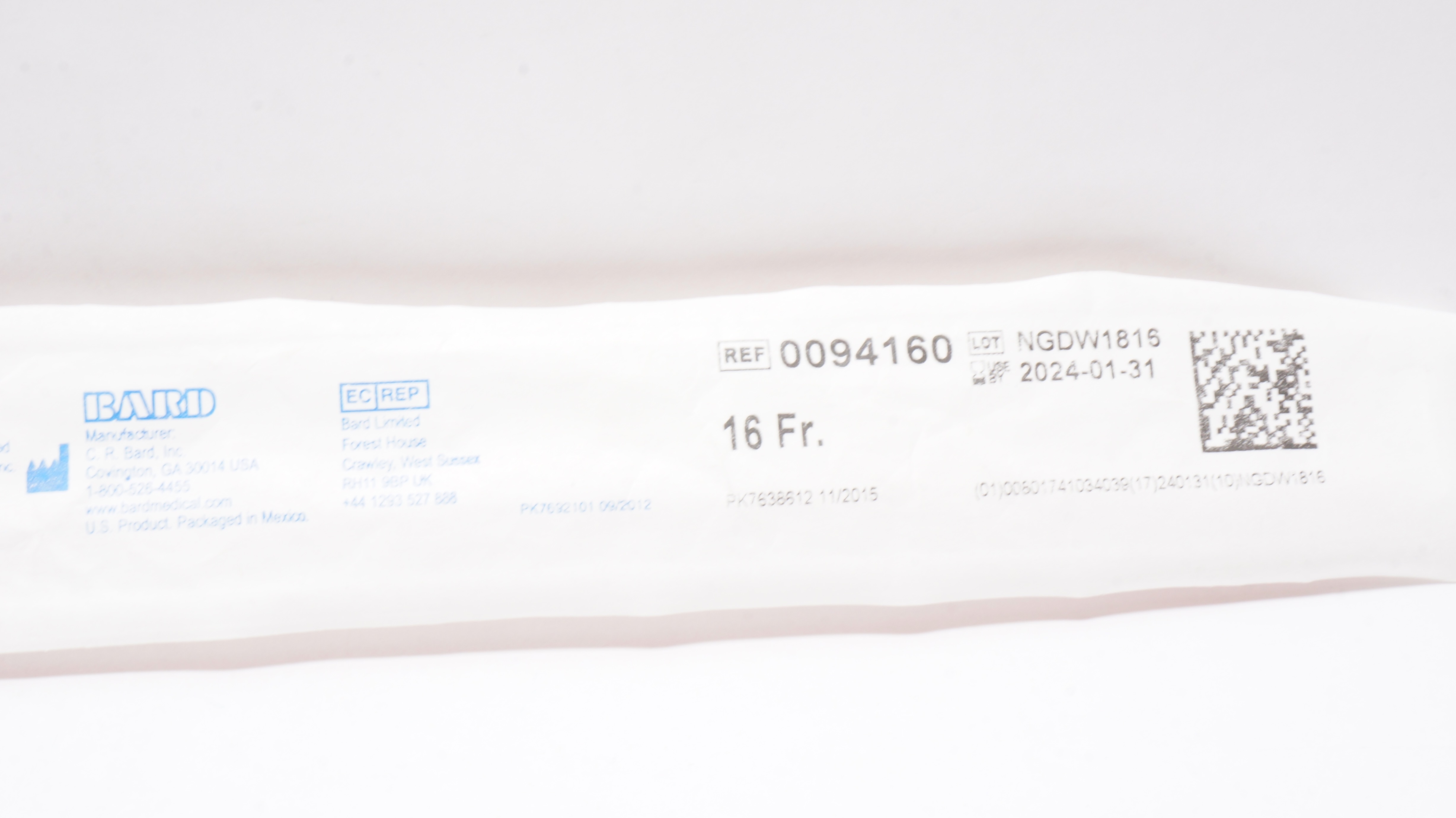 Bard 0094160 Davol All-Purpose Urethral Cath. 16Fr x 16inch Funnel End