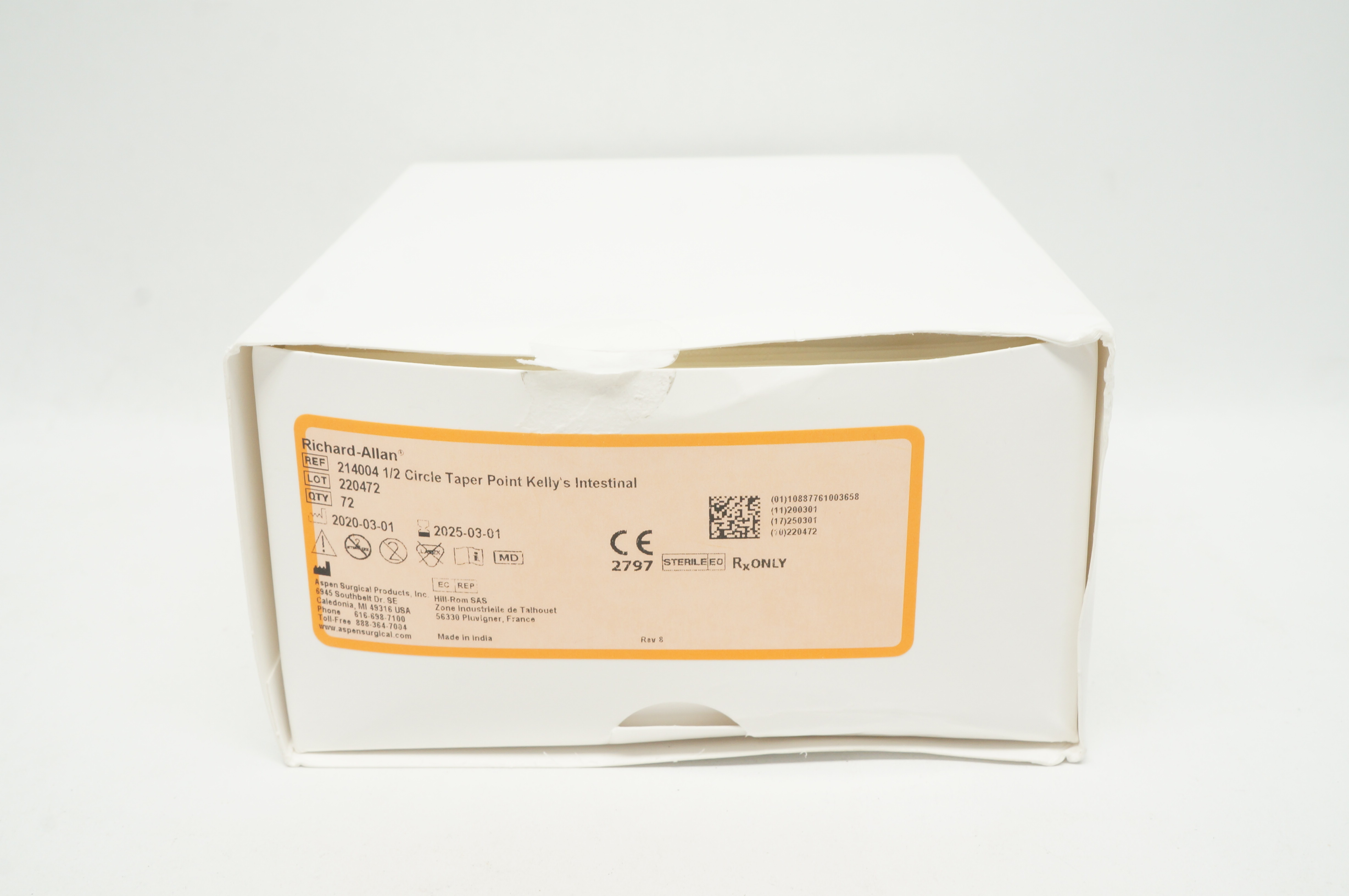 Aspen Surgical 214004 Richard-Allan Stre Ndle 1/2 Circle Taper Point - Box of 72