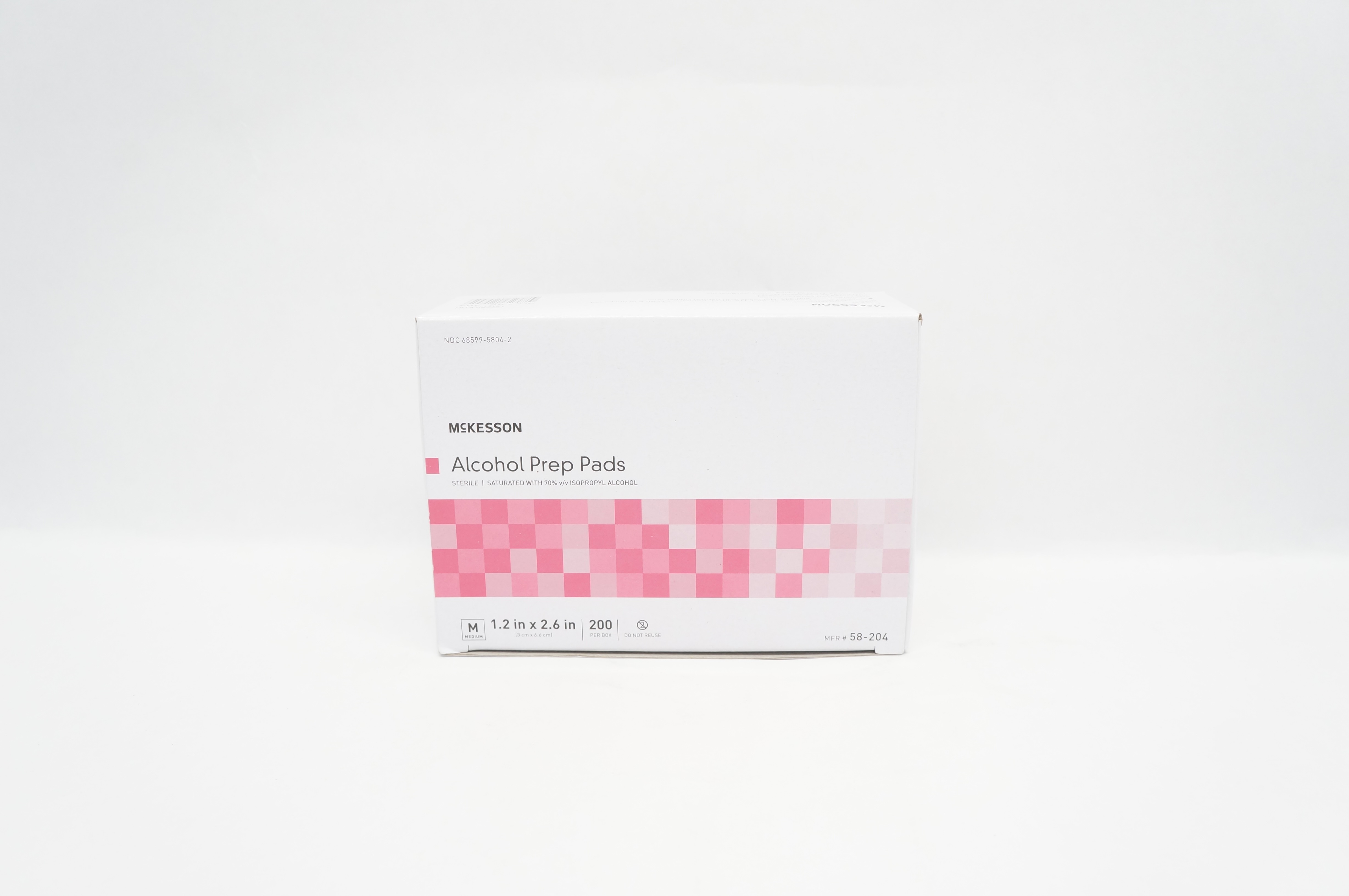 McKesson 58-204 Alcohol Prep Pads, Medium 1.2inch x 2.6inch - Box of 200