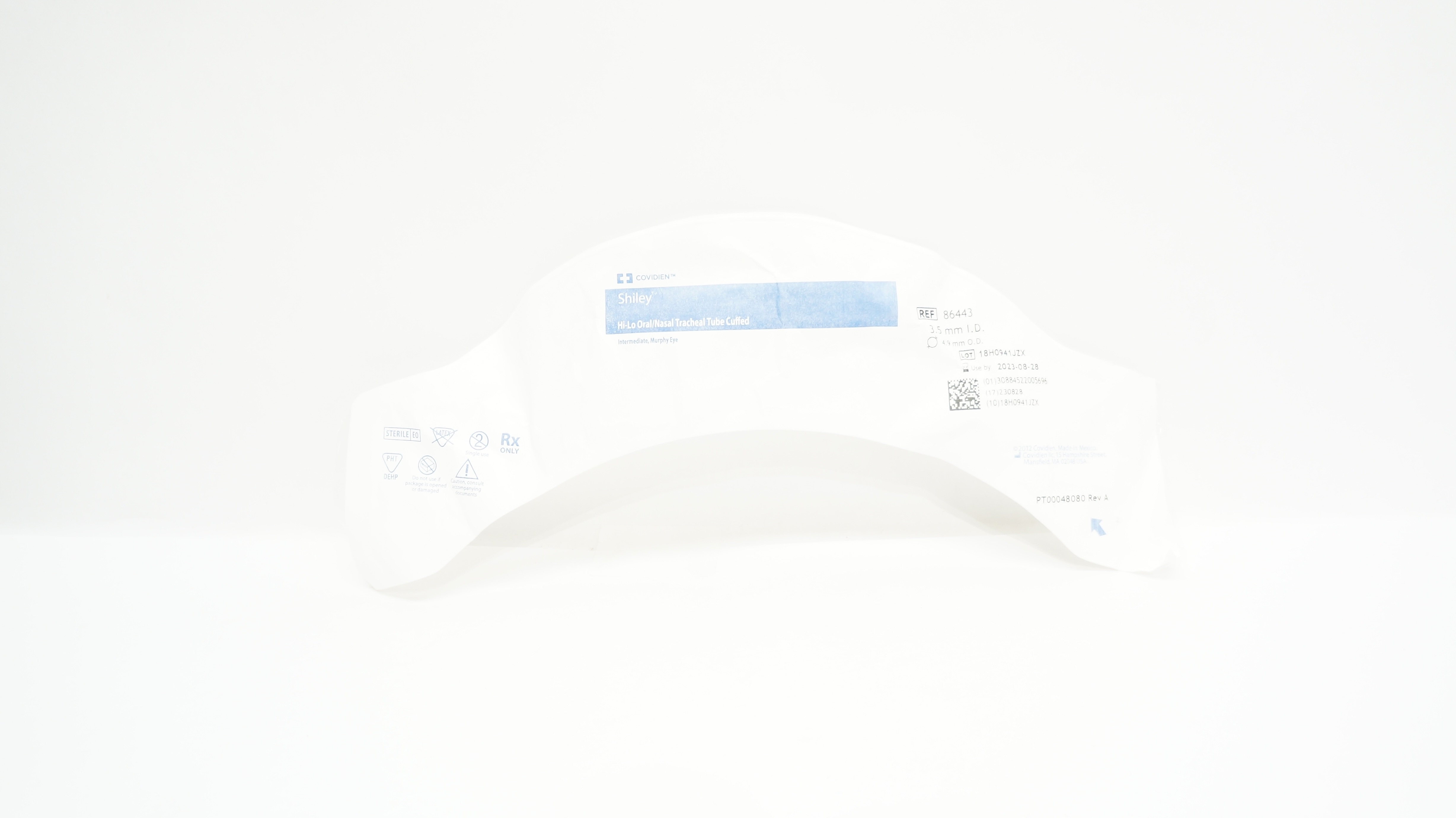 Covidien 86443 Shiley Oral/Nasal Tracheal Tube Cuffed 3.5mm ID x 4.9mm OD(x)