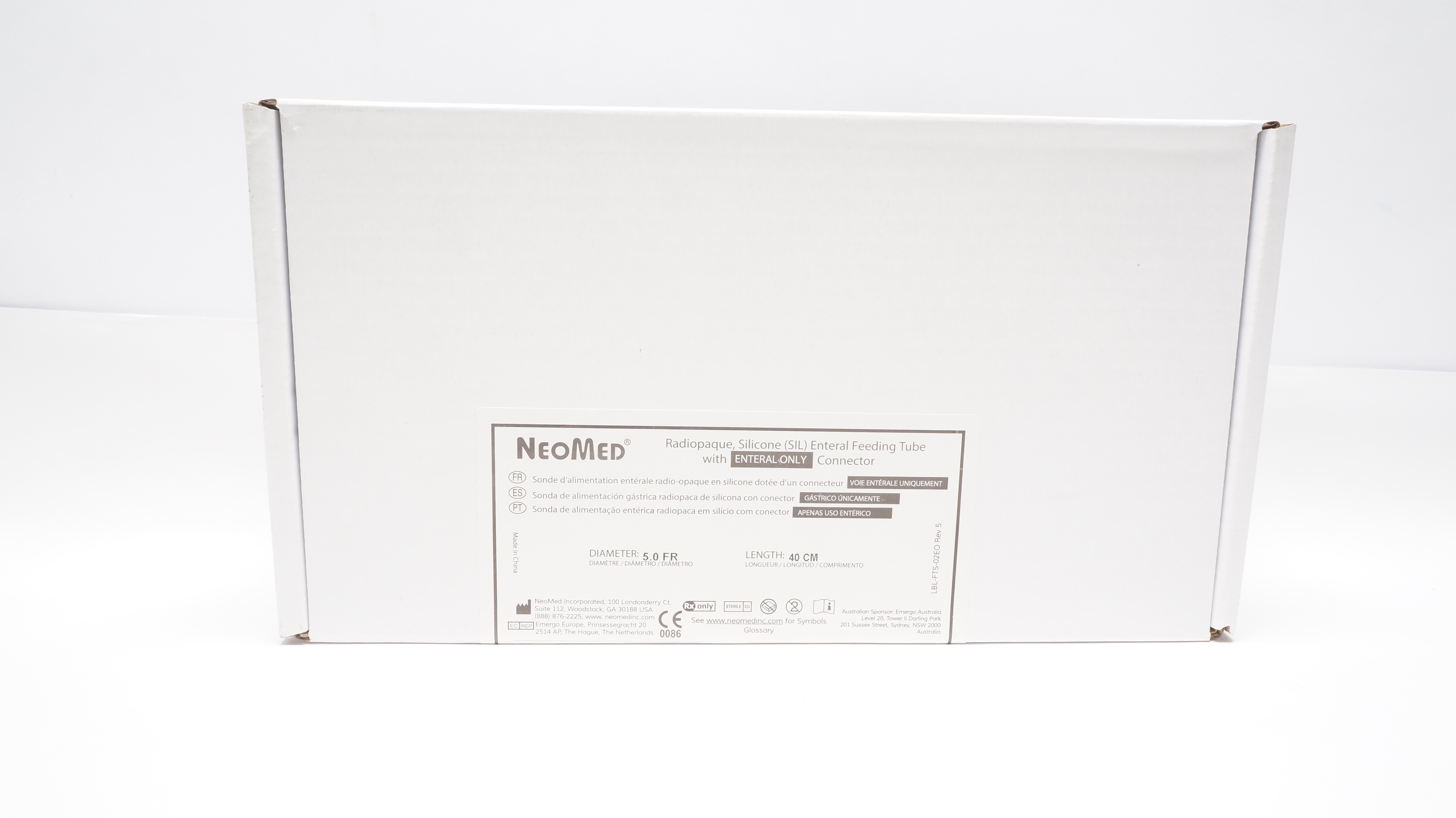 NeoMed FTS5.0S-EO Enteral Feeding Tube W/Connector 5.0Fr. x 40cm - Box of 10 (x)