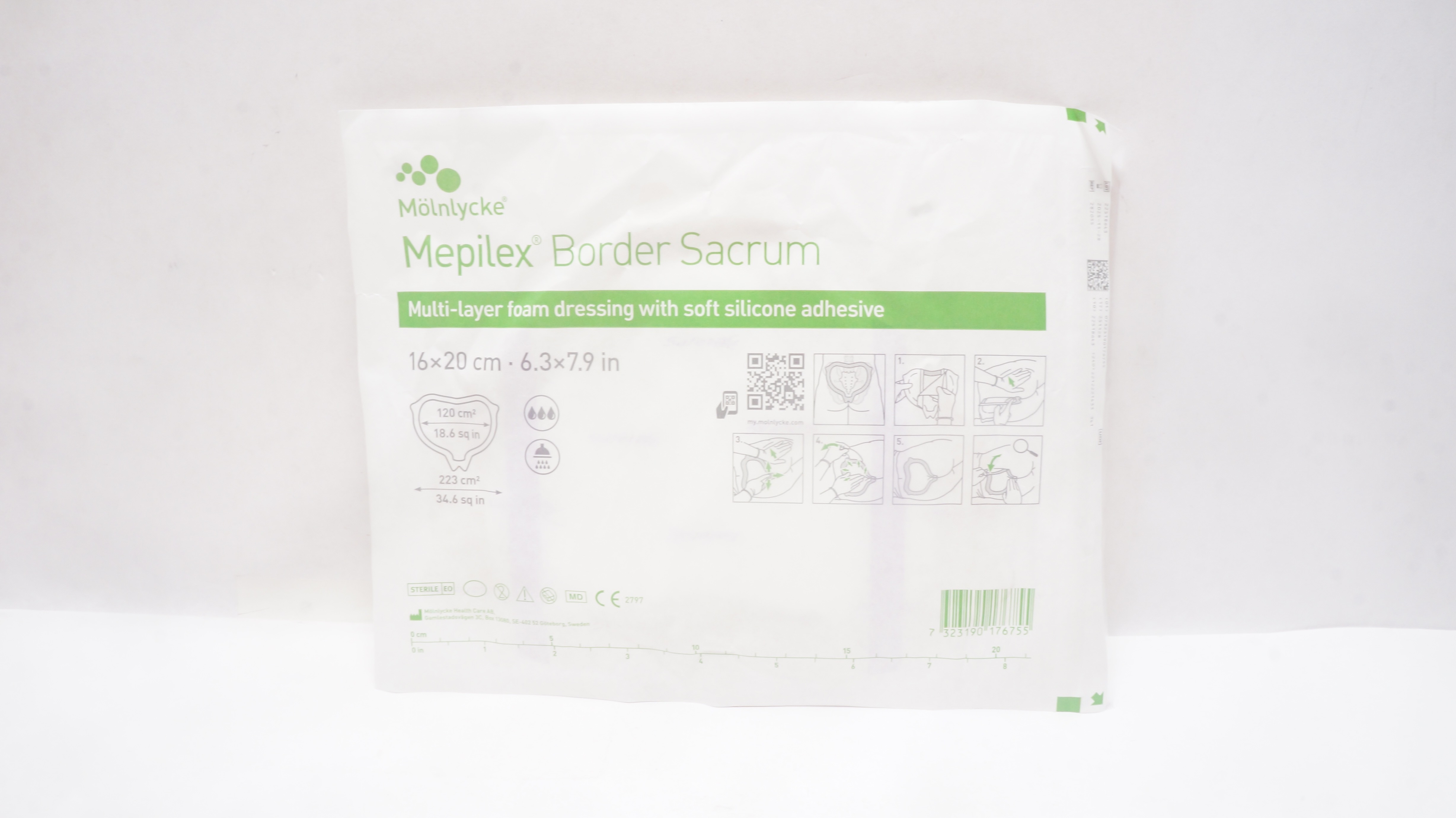 Molnlycke Health Care 282055 Mepilex Border Sacrum Foam Dressing 6.3 x 7.9inch