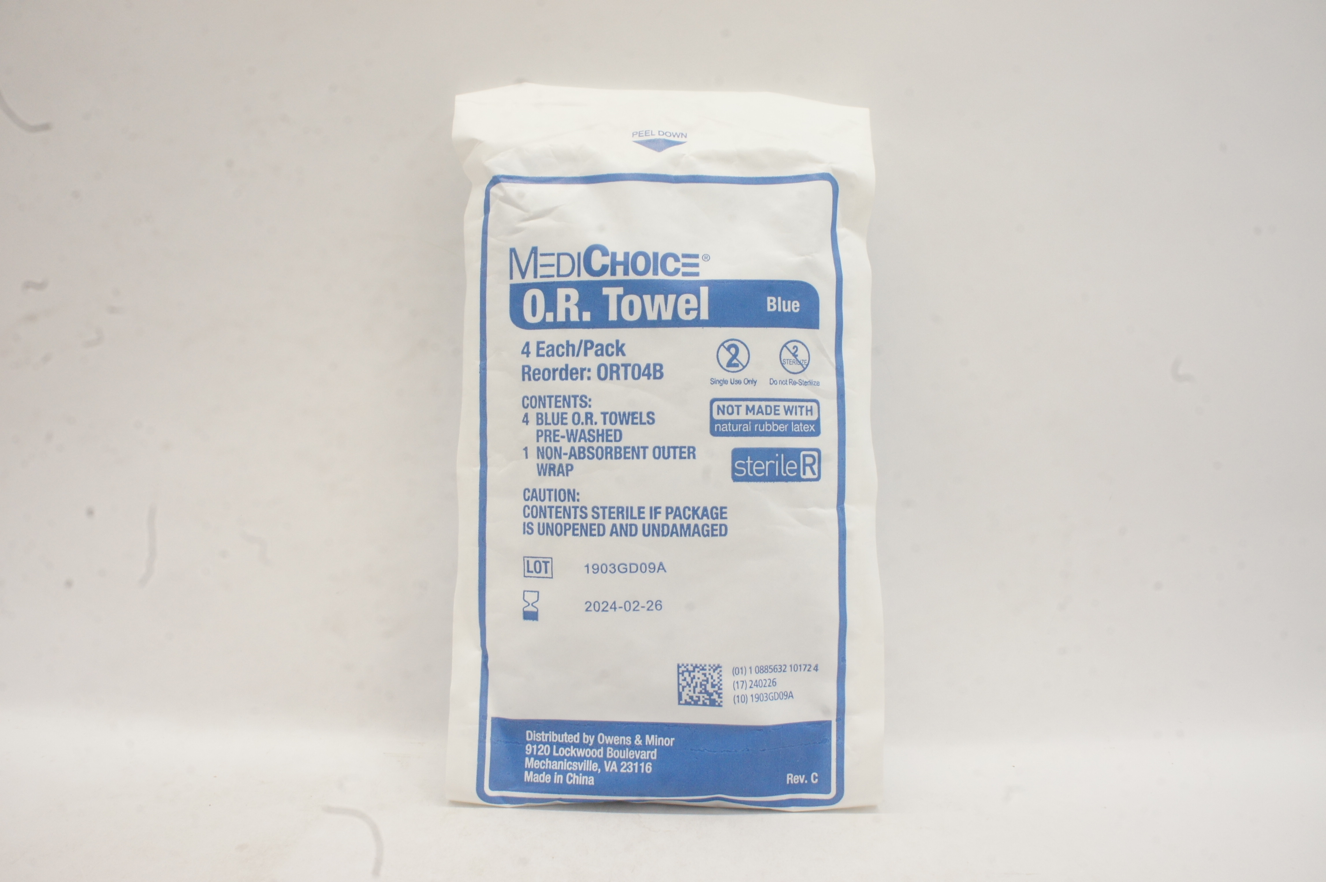 MediChoice ORT04B O.R.Towel Blue - Pack of 4