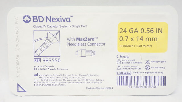 BD 383550 Nexiva Closed IV Cath. System 24Ga 0.56In 19mL/min (x)