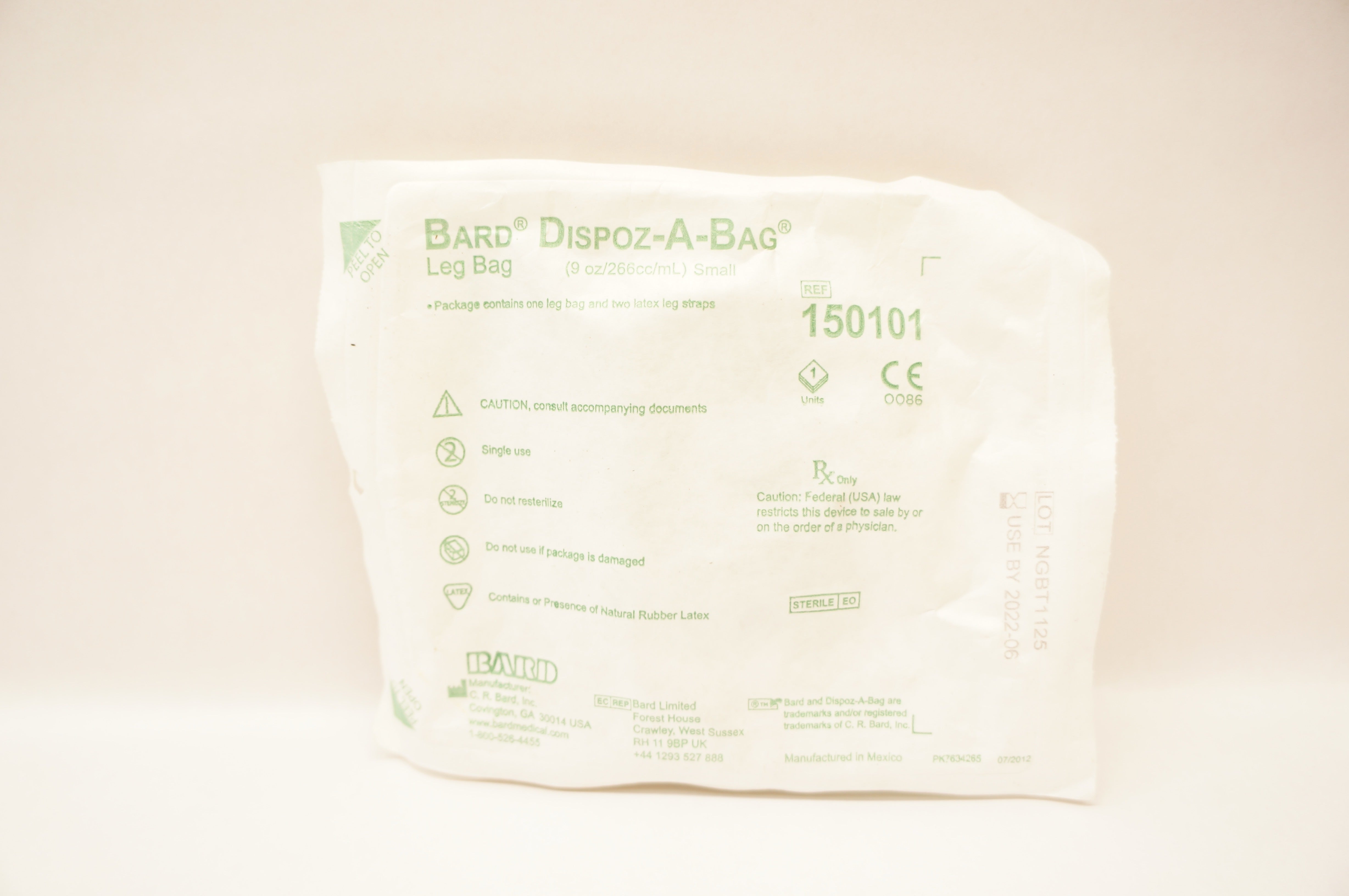 Bard 150101 Dispoz-A-Bag Leg Bag Small 9oz/266cc/mL (x)