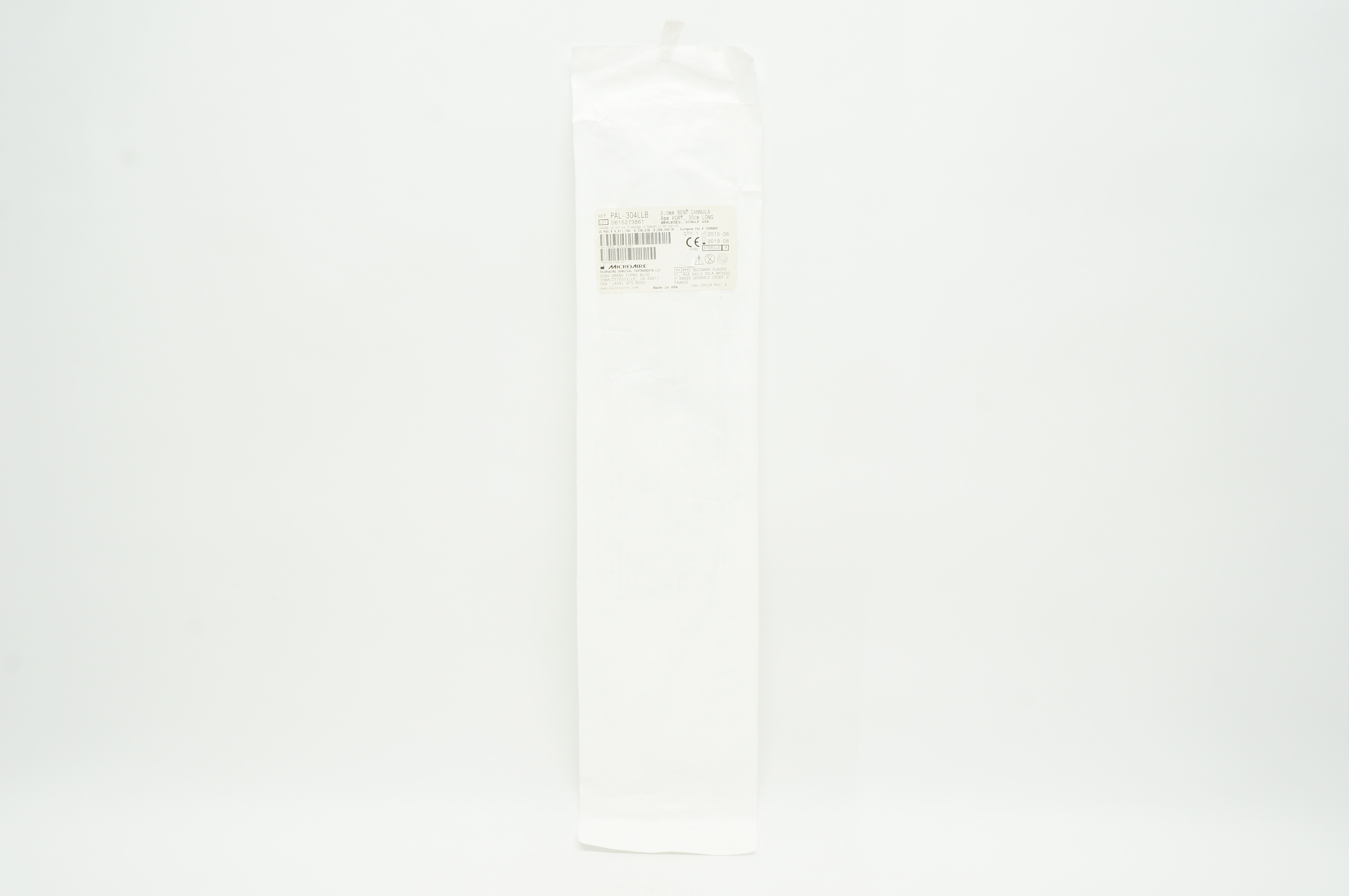 Microaire PAL-304LLB 3.0mm Bent Cannula 8mm Port  30cm Long, Mercedes (x)